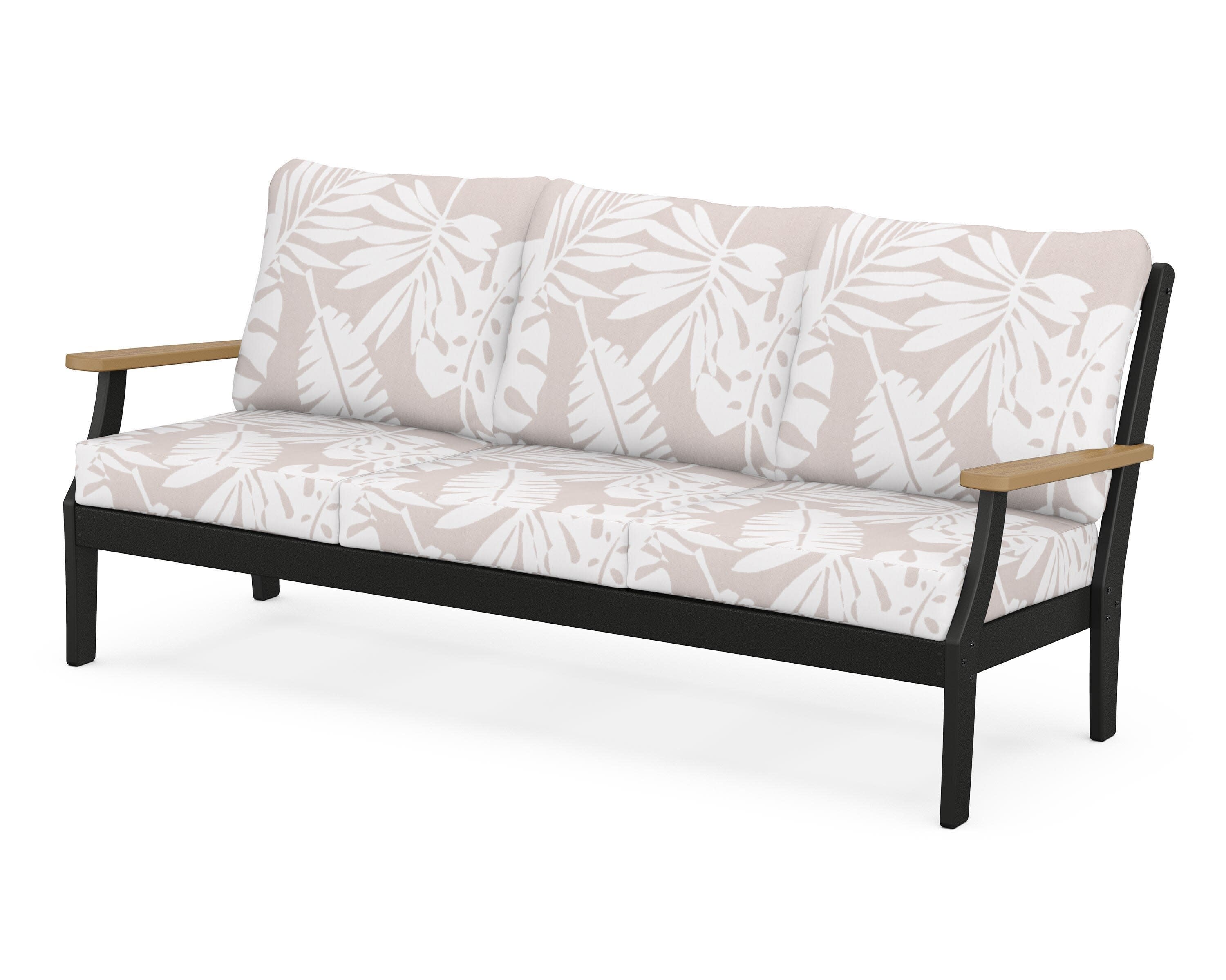 Braxton Deep Seating Sofa in Black / Natural / Leaf Dune Burlap