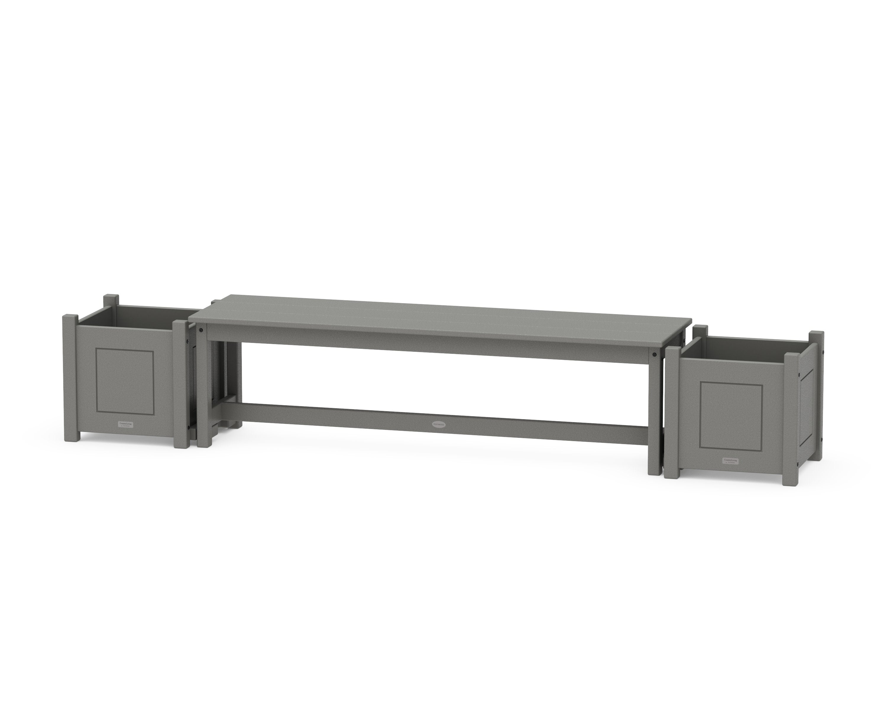 60" Country Living Straight Planter Bench Set in Slate Grey