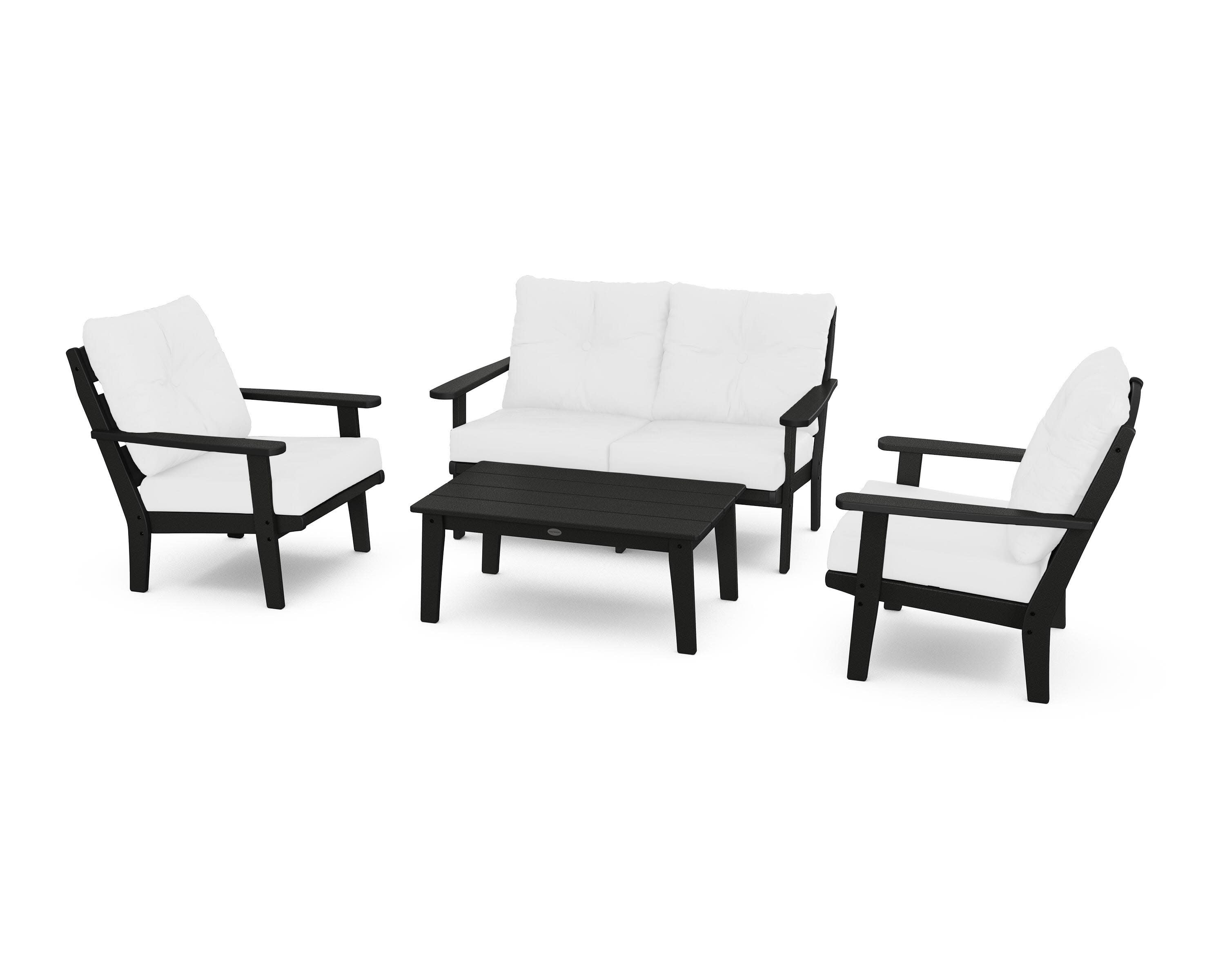 Lakeside 4-Piece Deep Seating Set in Black / Natural