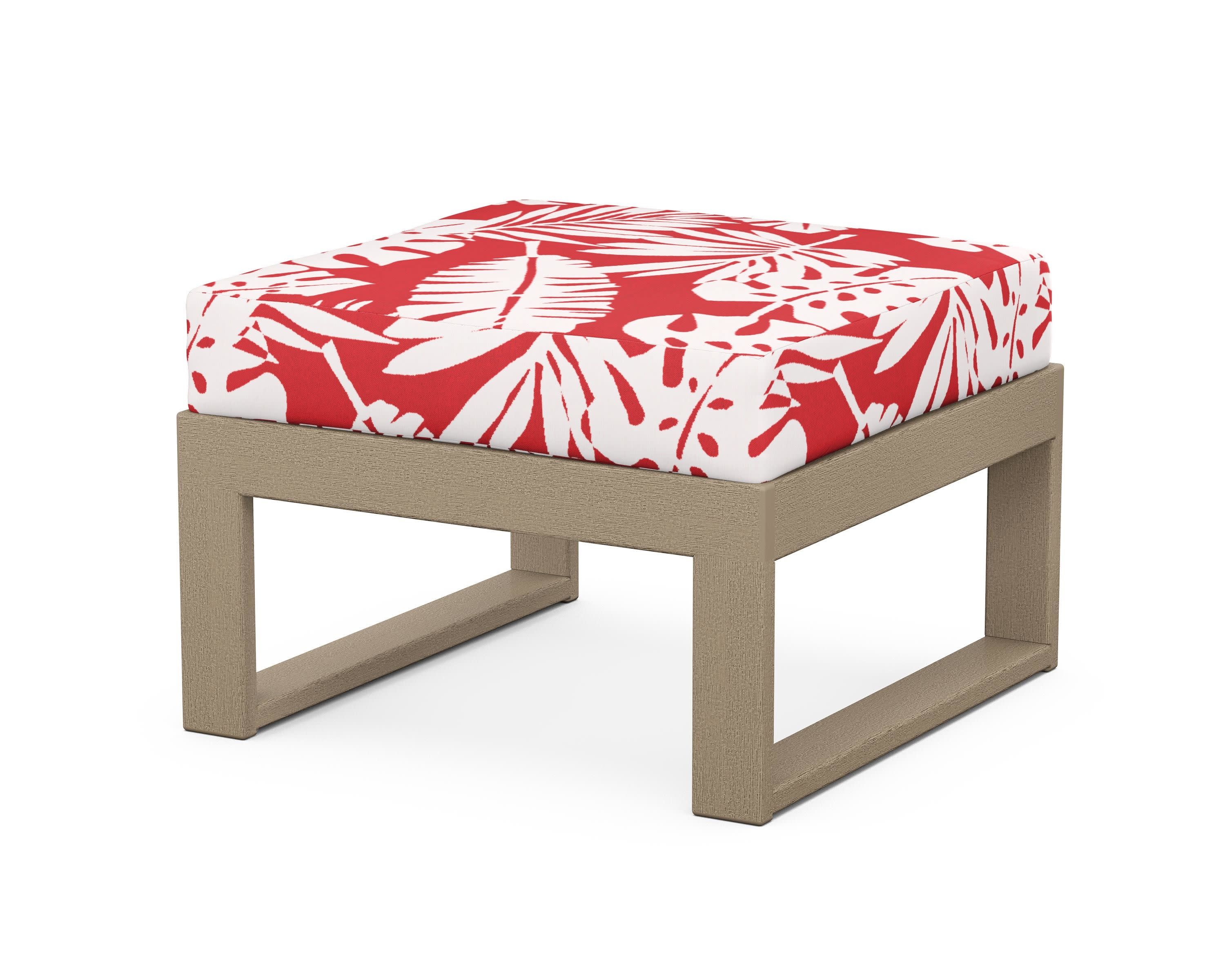 Modular Ottoman - Modern in Vintage Sahara / Leaf Crimson