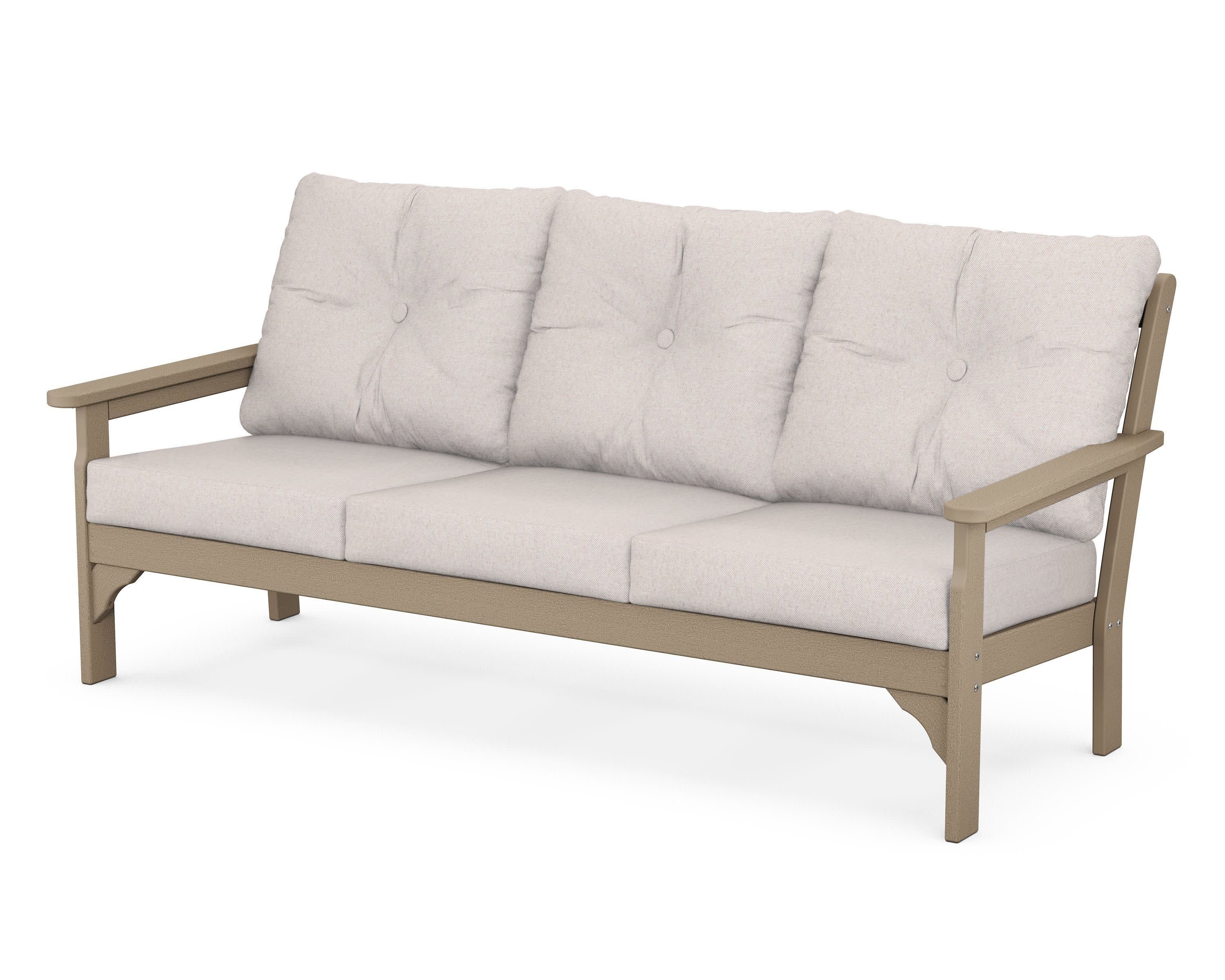 Vineyard Deep Seating Sofa in Vintage Sahara / Dune Burlap