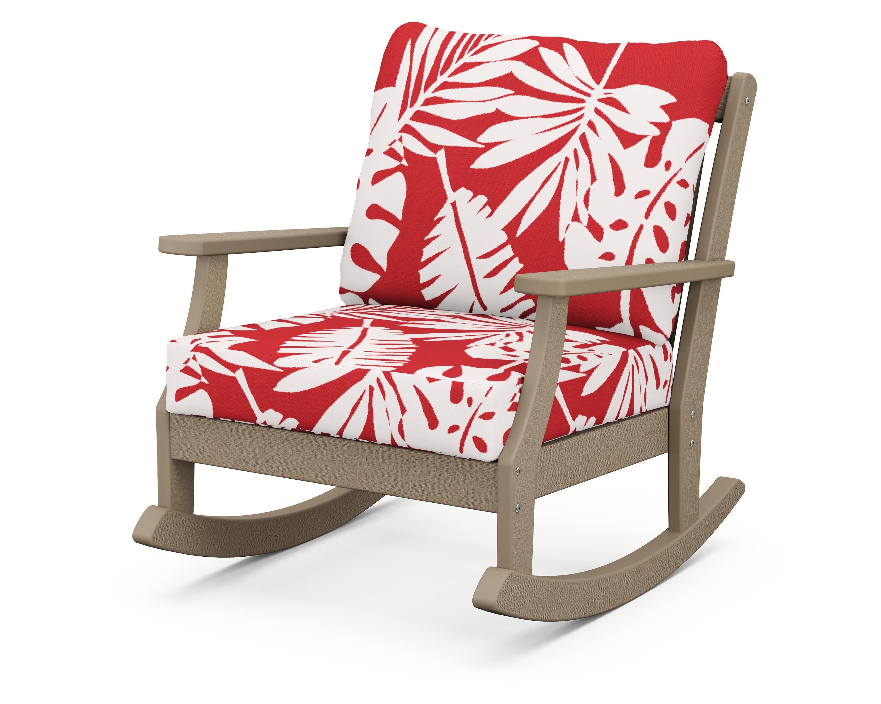 Braxton Deep Seating Rocking Chair in Vintage Sahara / Leaf Crimson