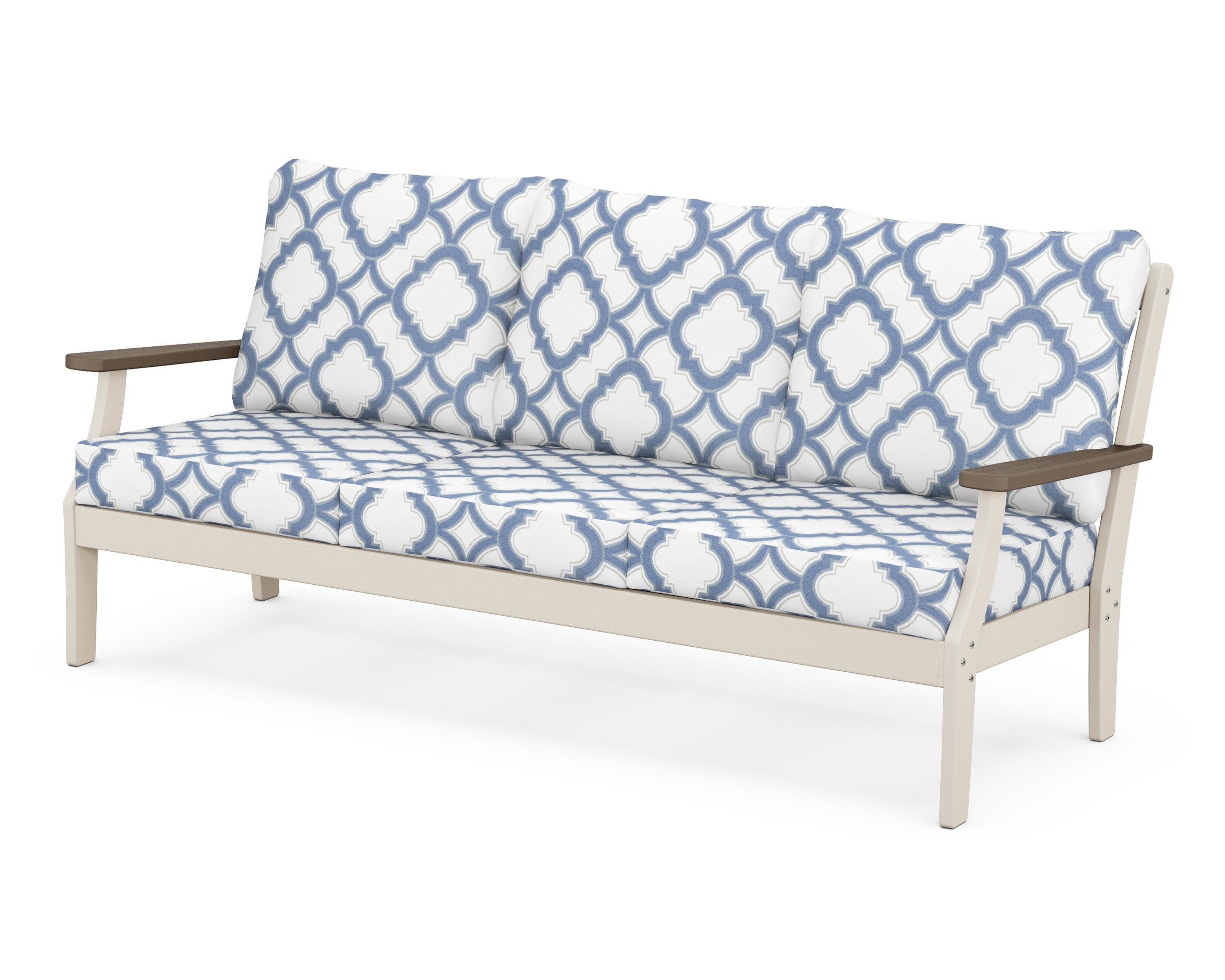 Braxton Deep Seating Sofa in Sand / Kona / Trellis Sky Blue