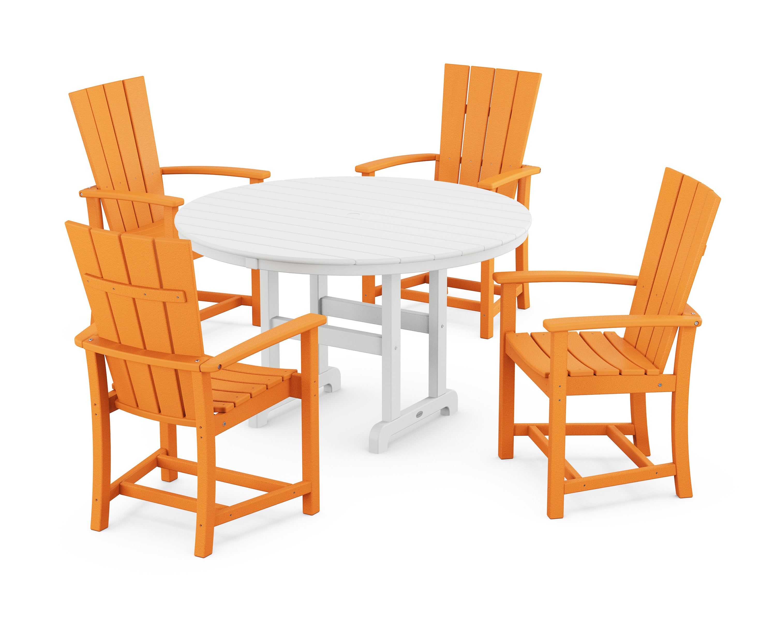 Quattro 5-Piece Round Farmhouse Dining Set in Tangerine / White