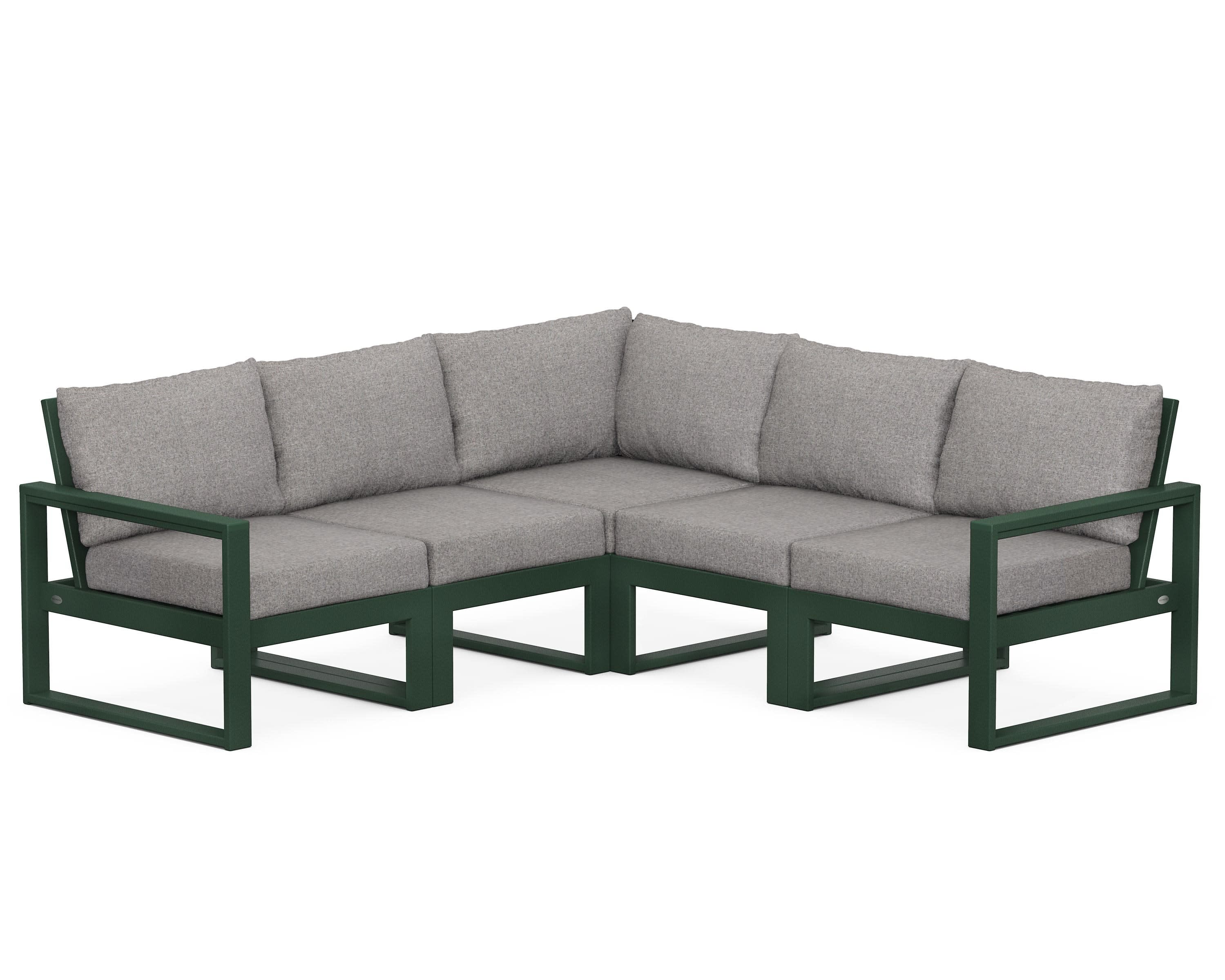 EDGE 5-Piece Modular Deep Seating Set in Green / Grey Mist