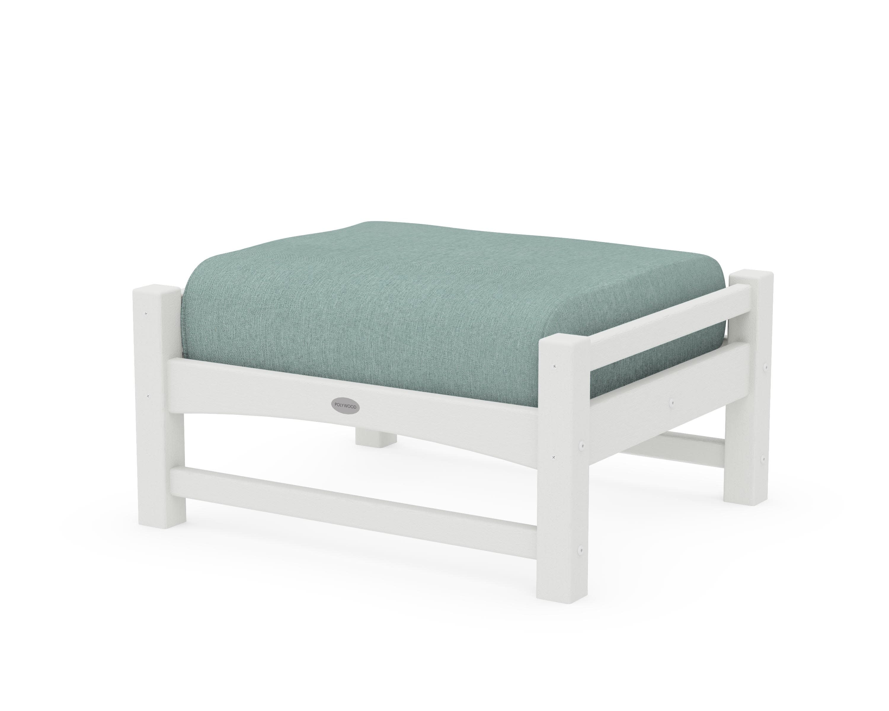 Club Ottoman in Vintage White / Glacier Spa