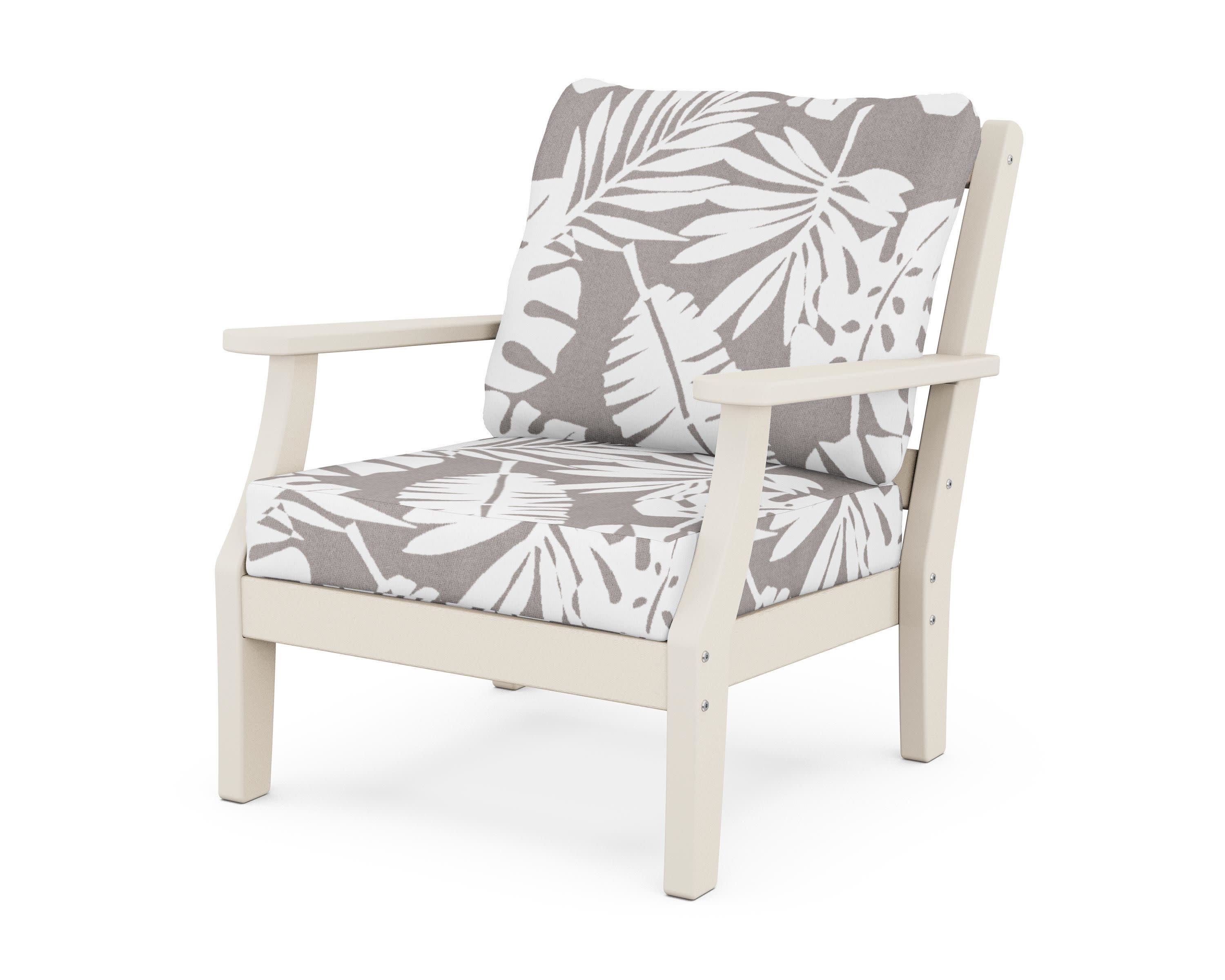 Chinoiserie Deep Seating Chair in Sand / Leaf Grey Mist