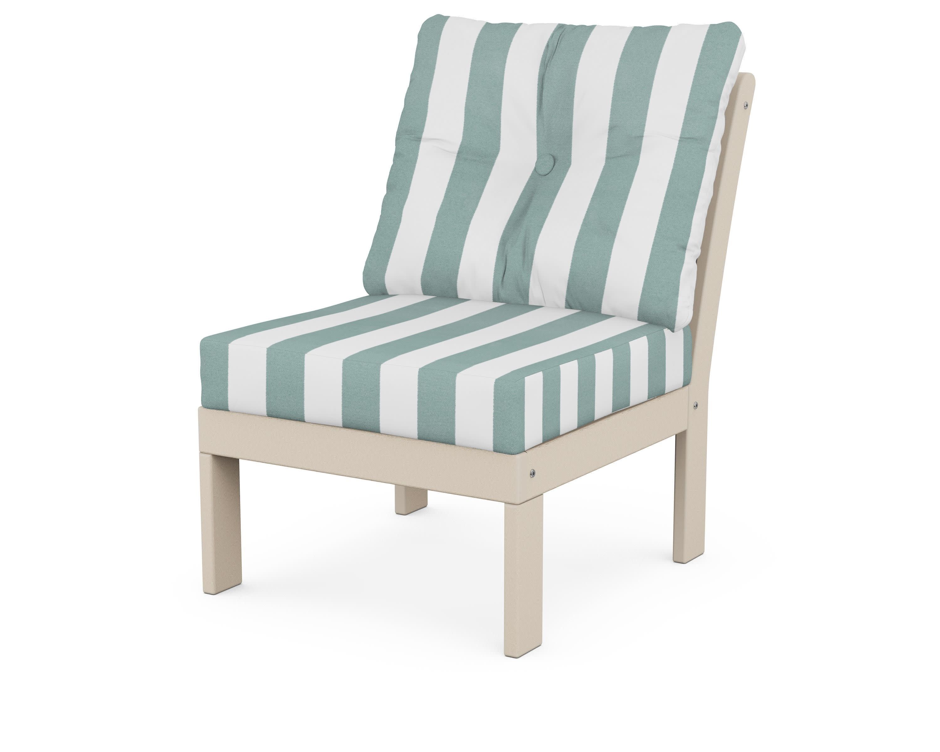 Vineyard Modular Armless Chair in Sand / Cabana Stripe Glacier Spa