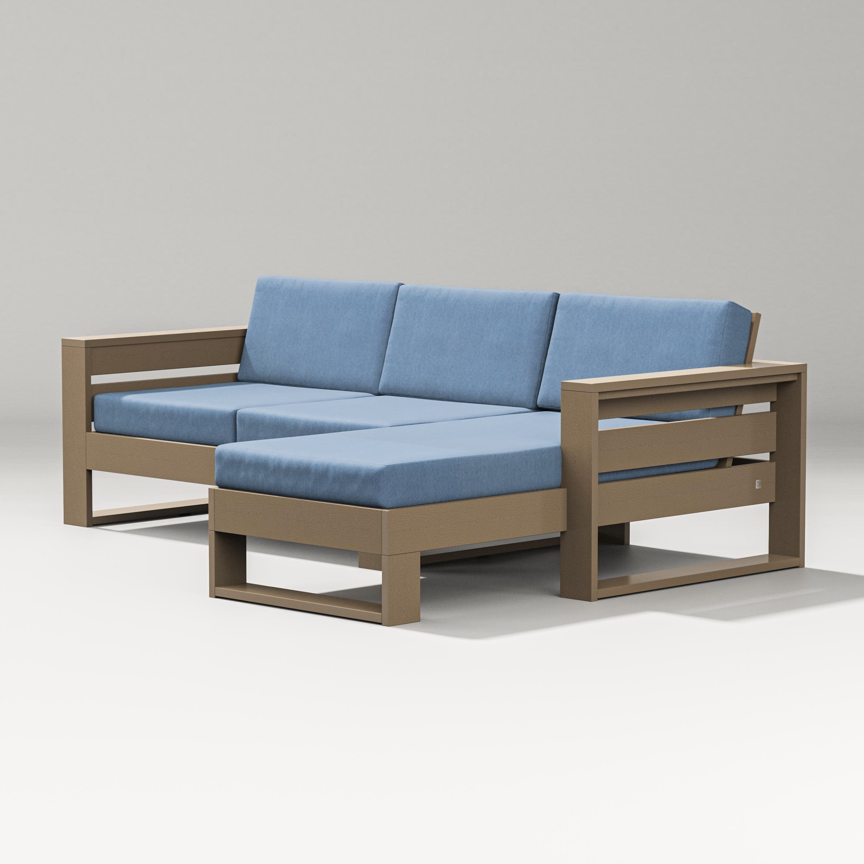 Latitude Right Chaise Sectional in Vintage Sahara / Sky Blue