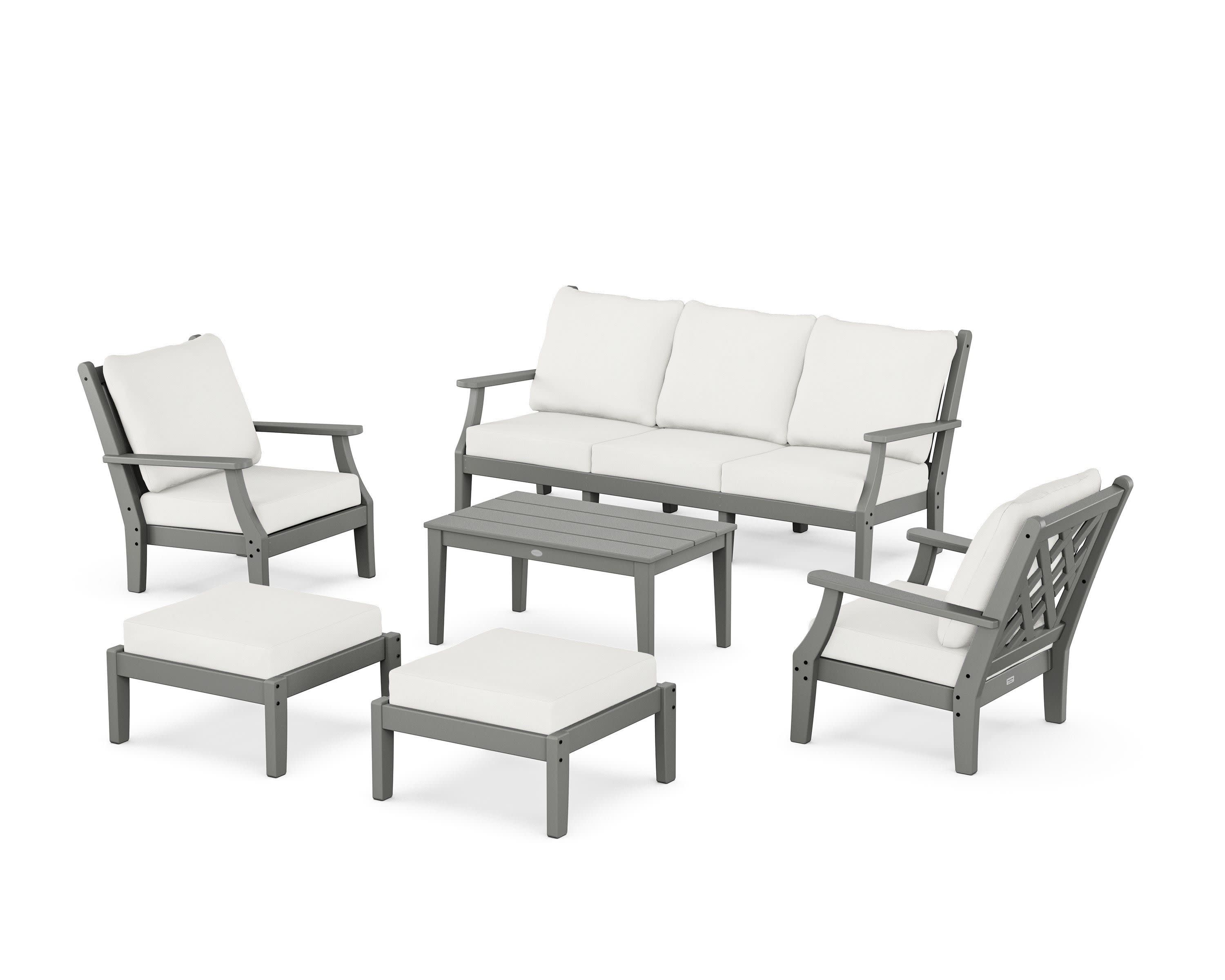 Wovendale 6-Piece Lounge Sofa Set in Slate Grey / Natural Linen