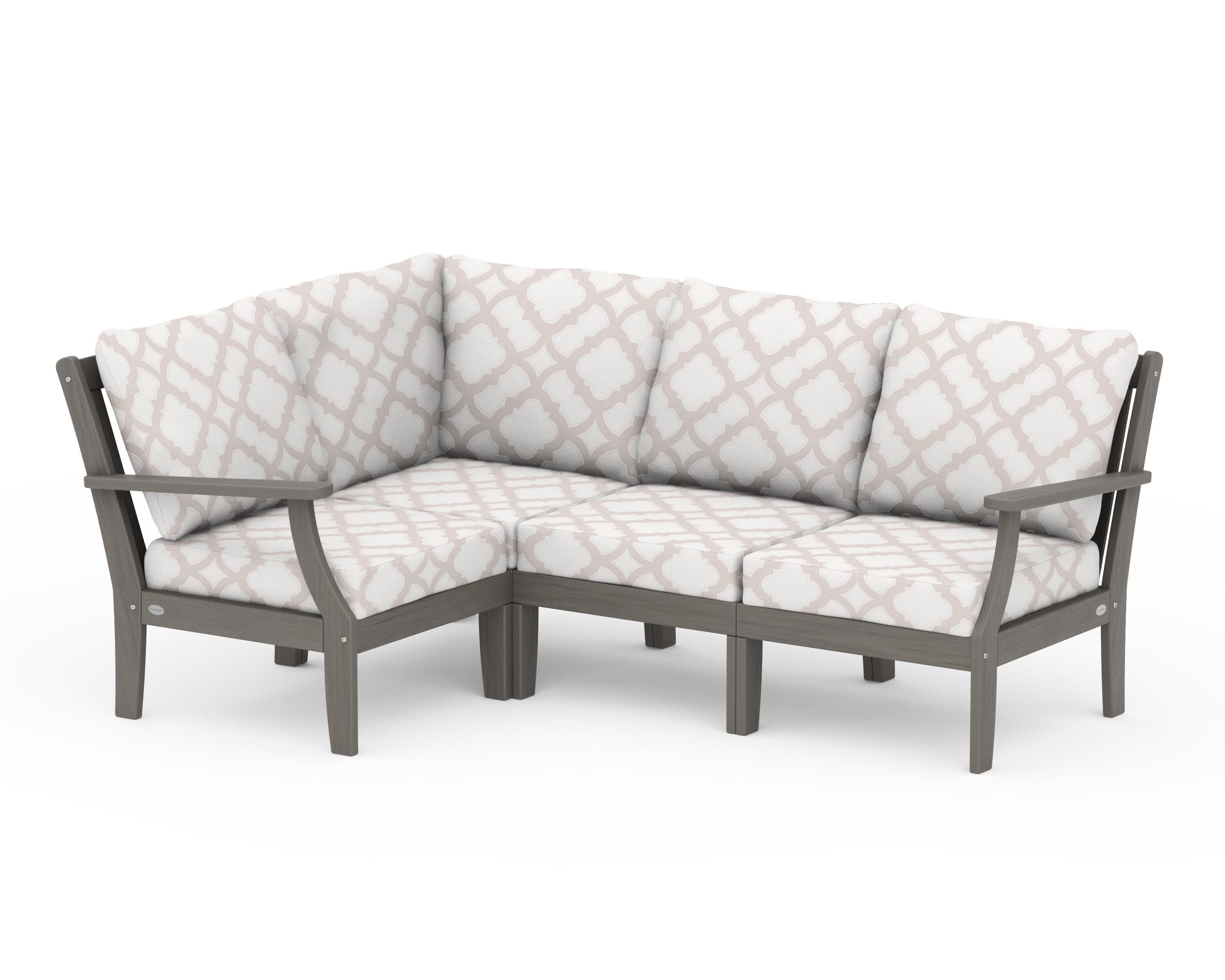 Braxton Modular 4-Piece Deep Seating Set in Driftwood / Trellis Dune Burlap