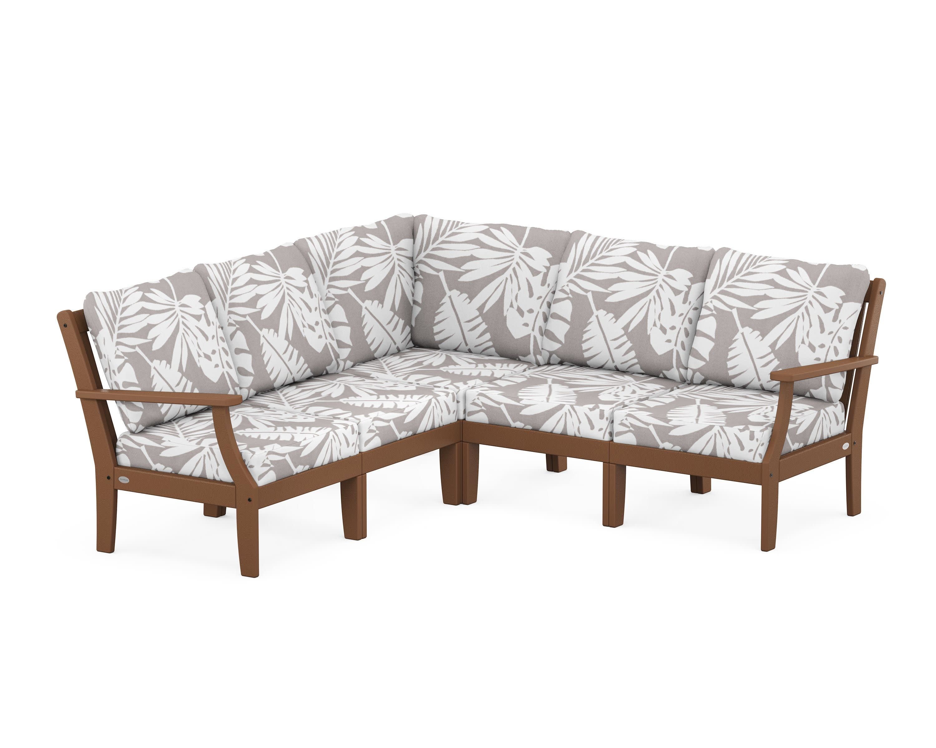 Braxton Modular 5-Piece Deep Seating Set in Teak / Leaf Grey Mist