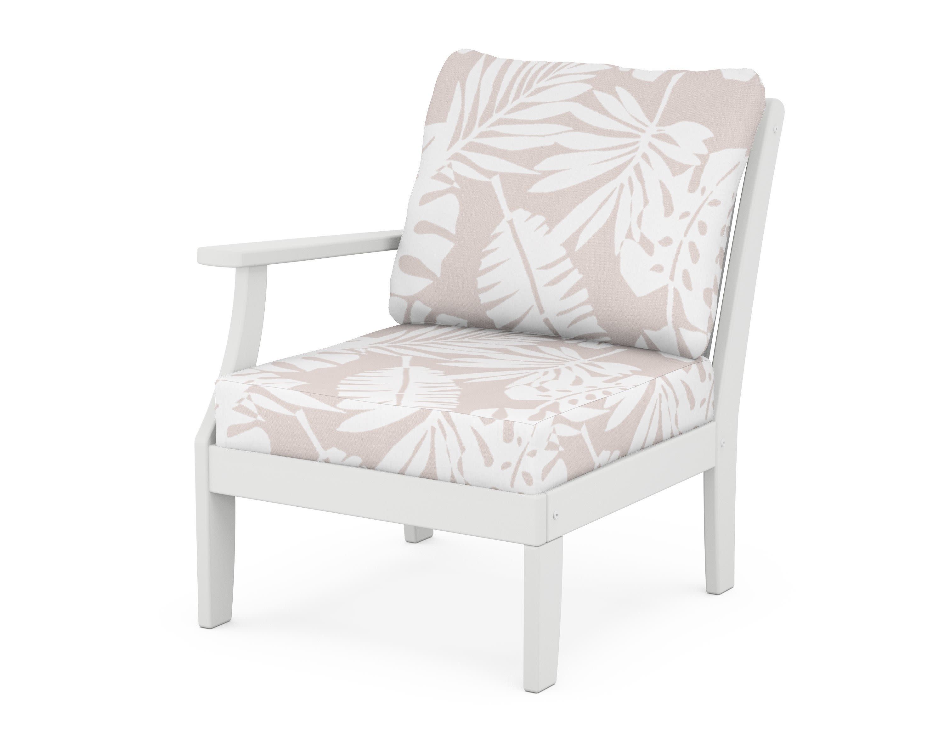 Braxton Modular Left Arm Chair in White / Leaf Dune Burlap