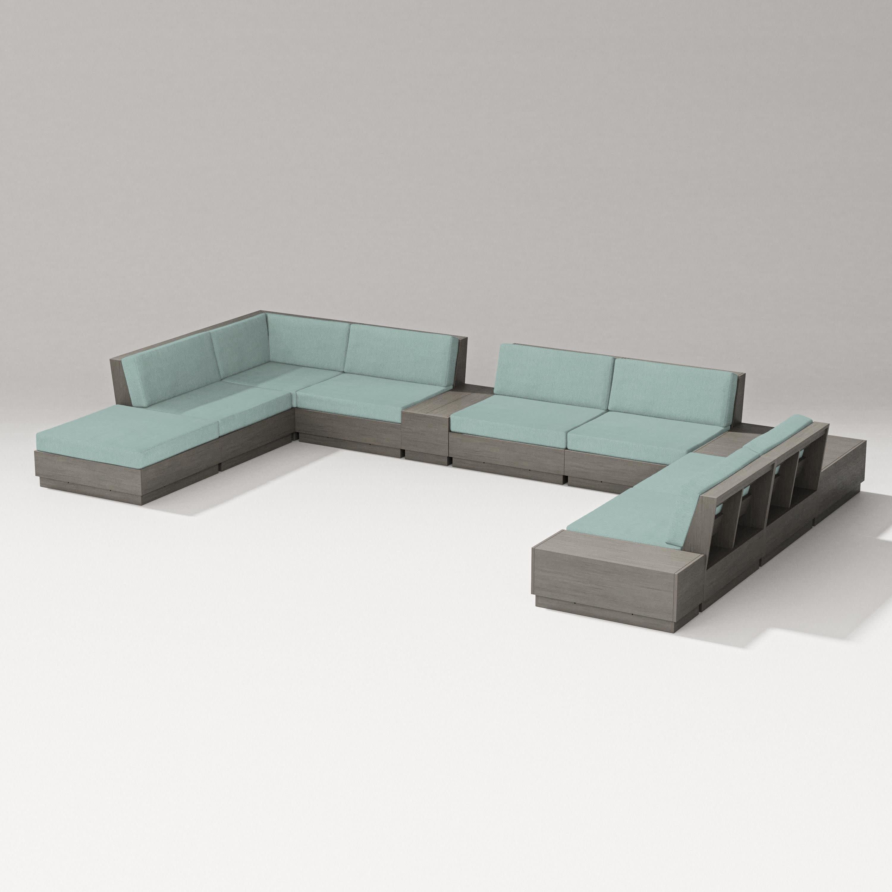 Elevate 11-Piece Conversation Sectional Set in Driftwood / Glacier Spa