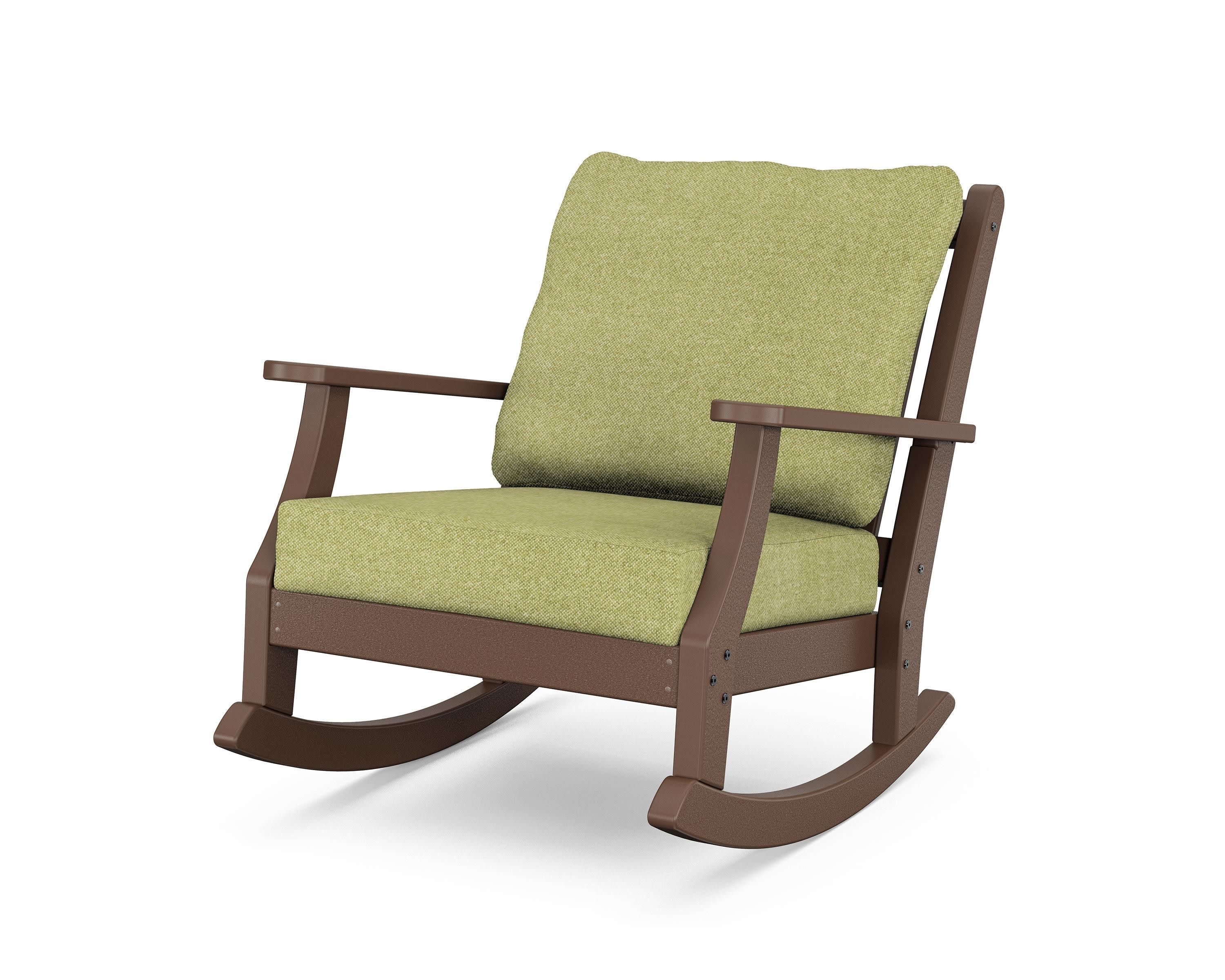 Wovendale Deep Seating Rocking Chair in Mahogany / Chartreuse Boucle