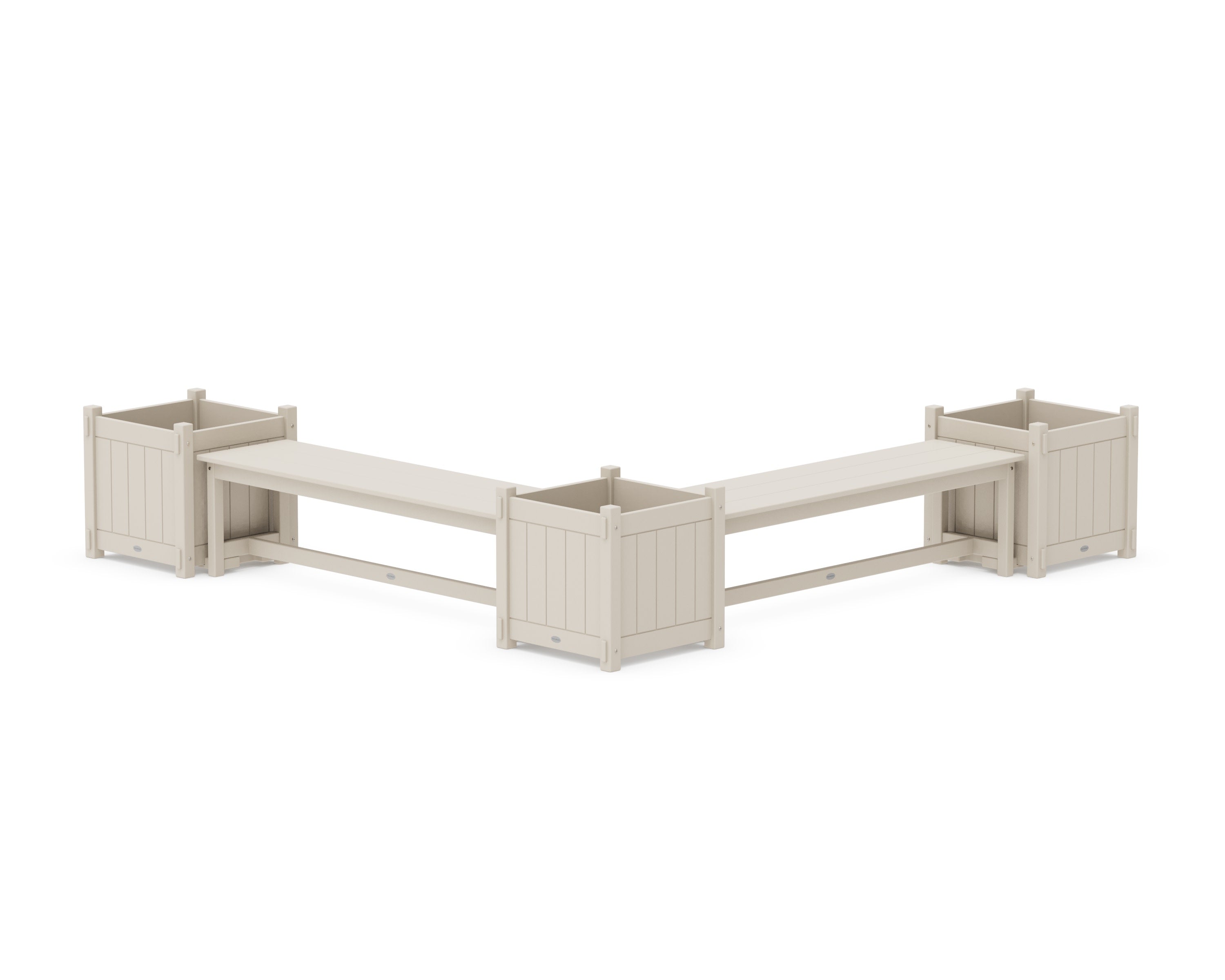 60" Vineyard L- Shaped Planter Bench Corner Set - Large in Sand