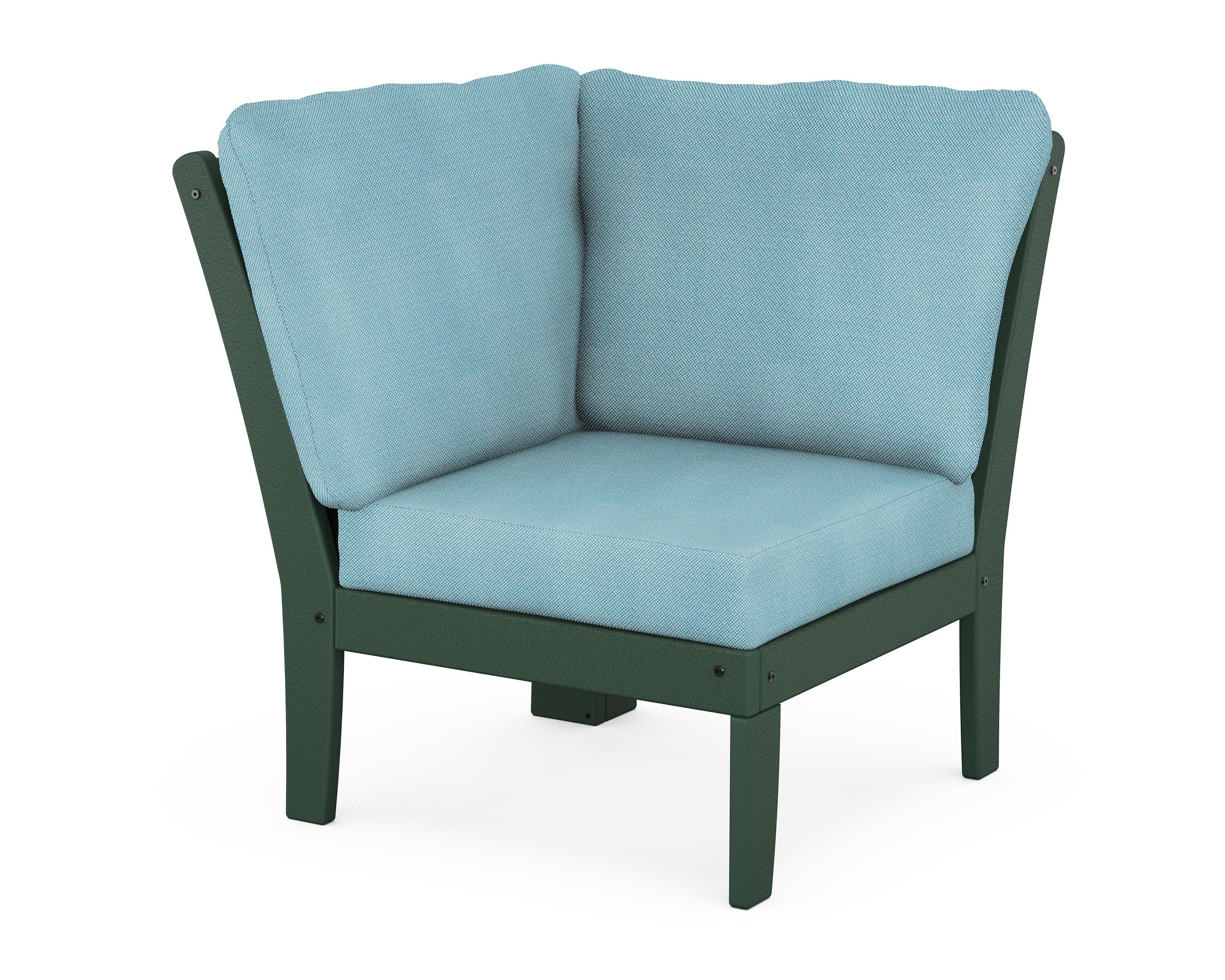 Braxton Modular Corner Chair in Green / Lattice Sky Blue