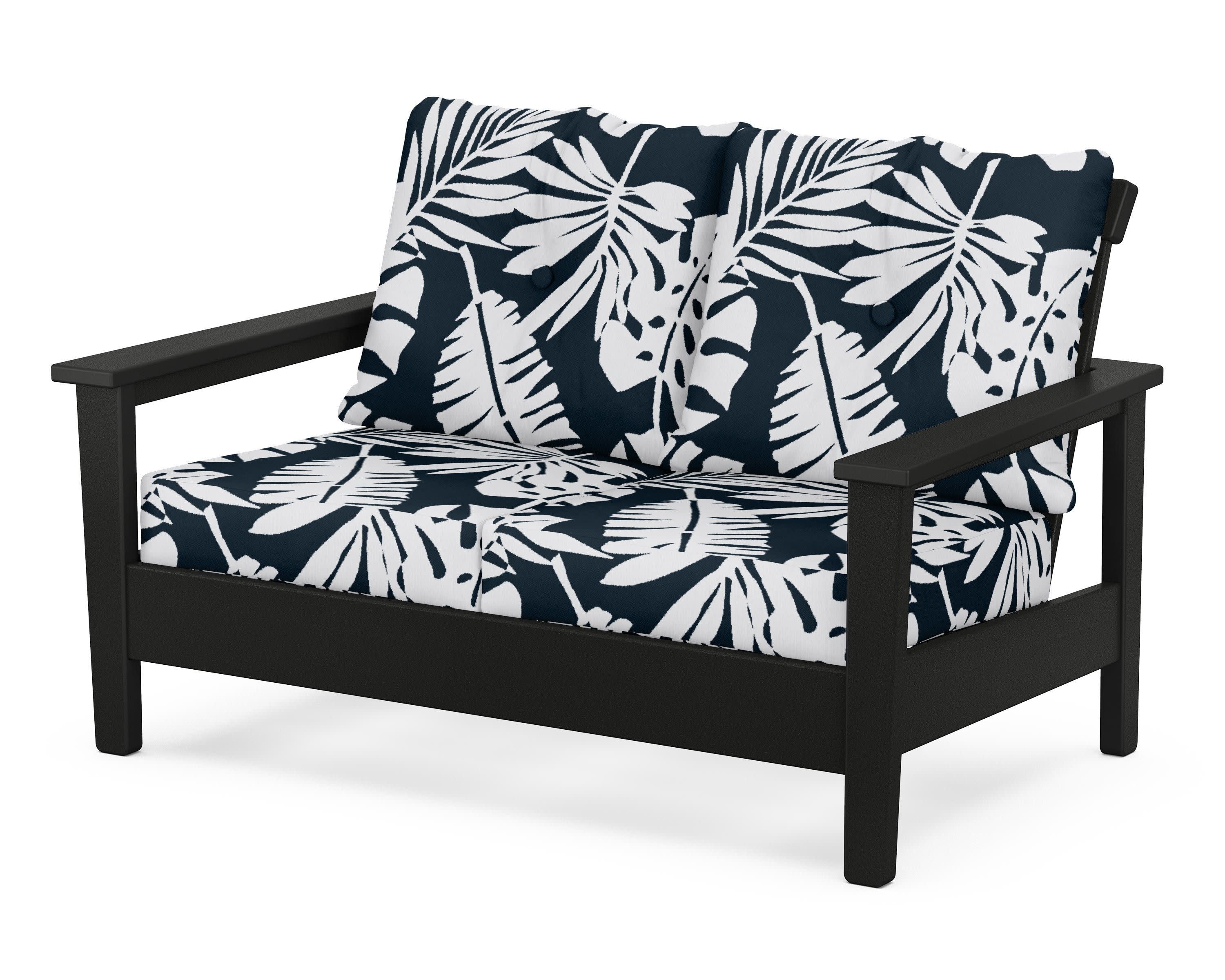 Prescott Deep Seating Loveseat in Black / Leaf Marine Indigo