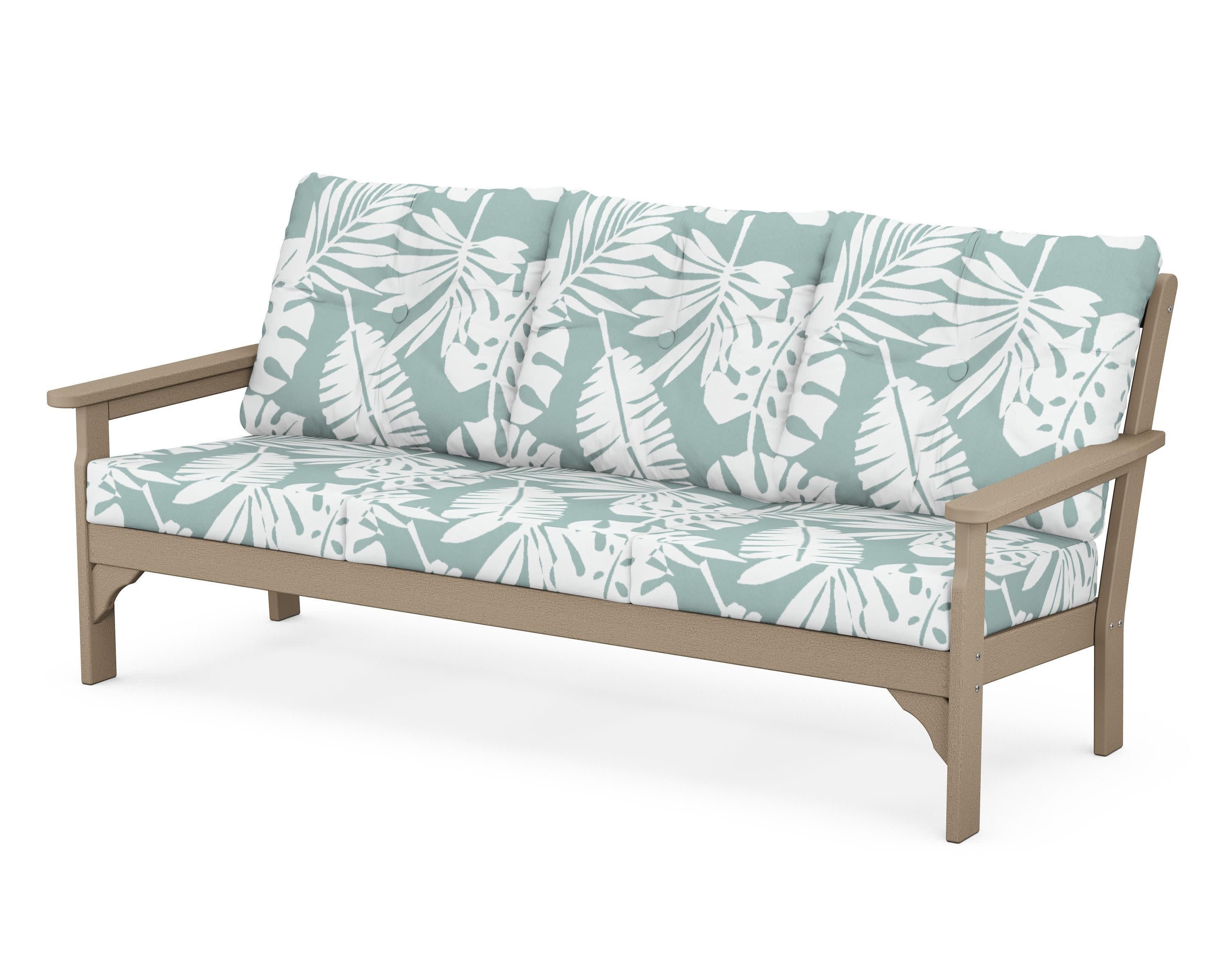 Vineyard Deep Seating Sofa in Vintage Sahara / Leaf Glacier Spa