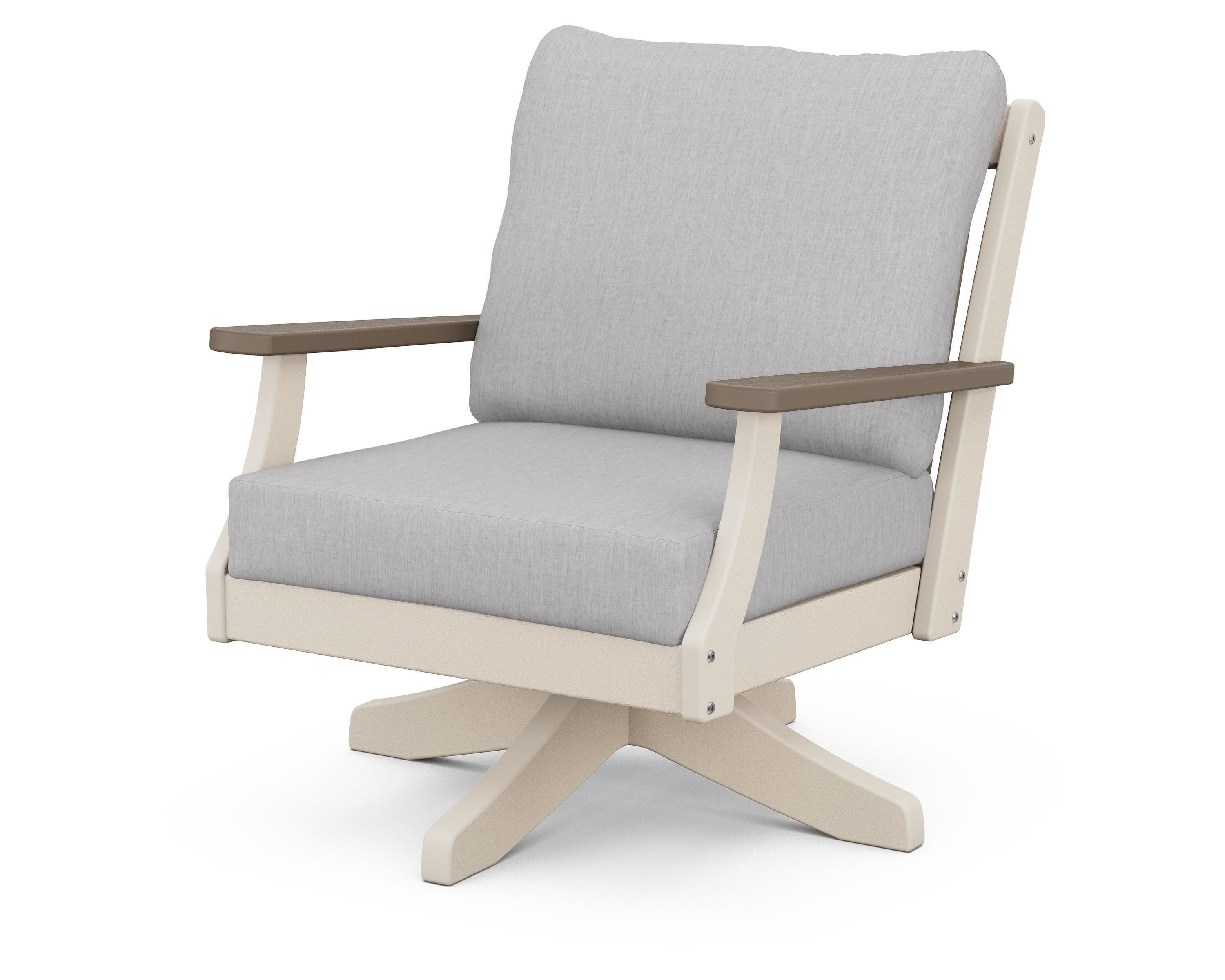 Braxton Deep Seating Swivel Chair in Sand / Kona / Granite