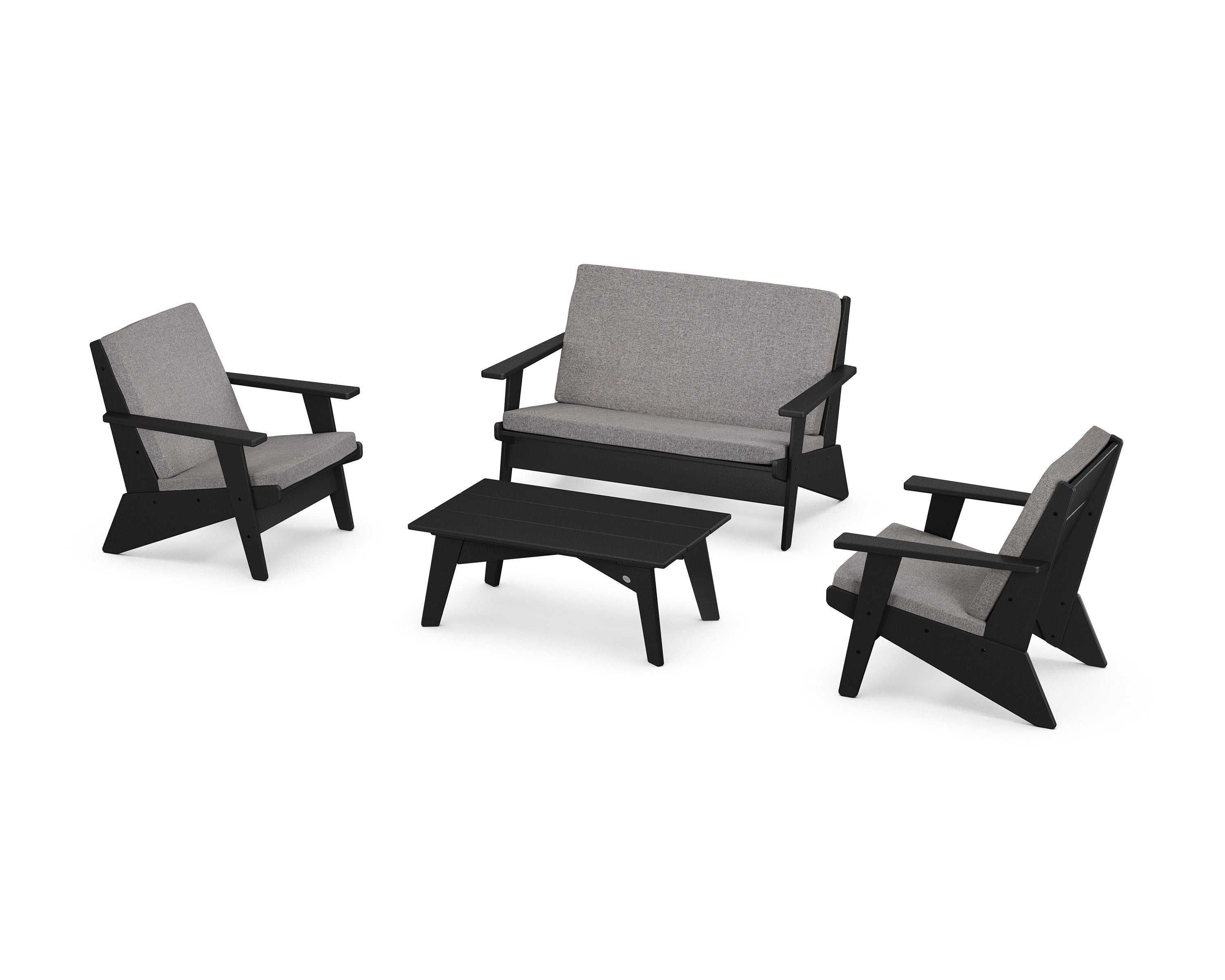 Riviera Modern Lounge 4-Piece Set in Black / Grey Mist