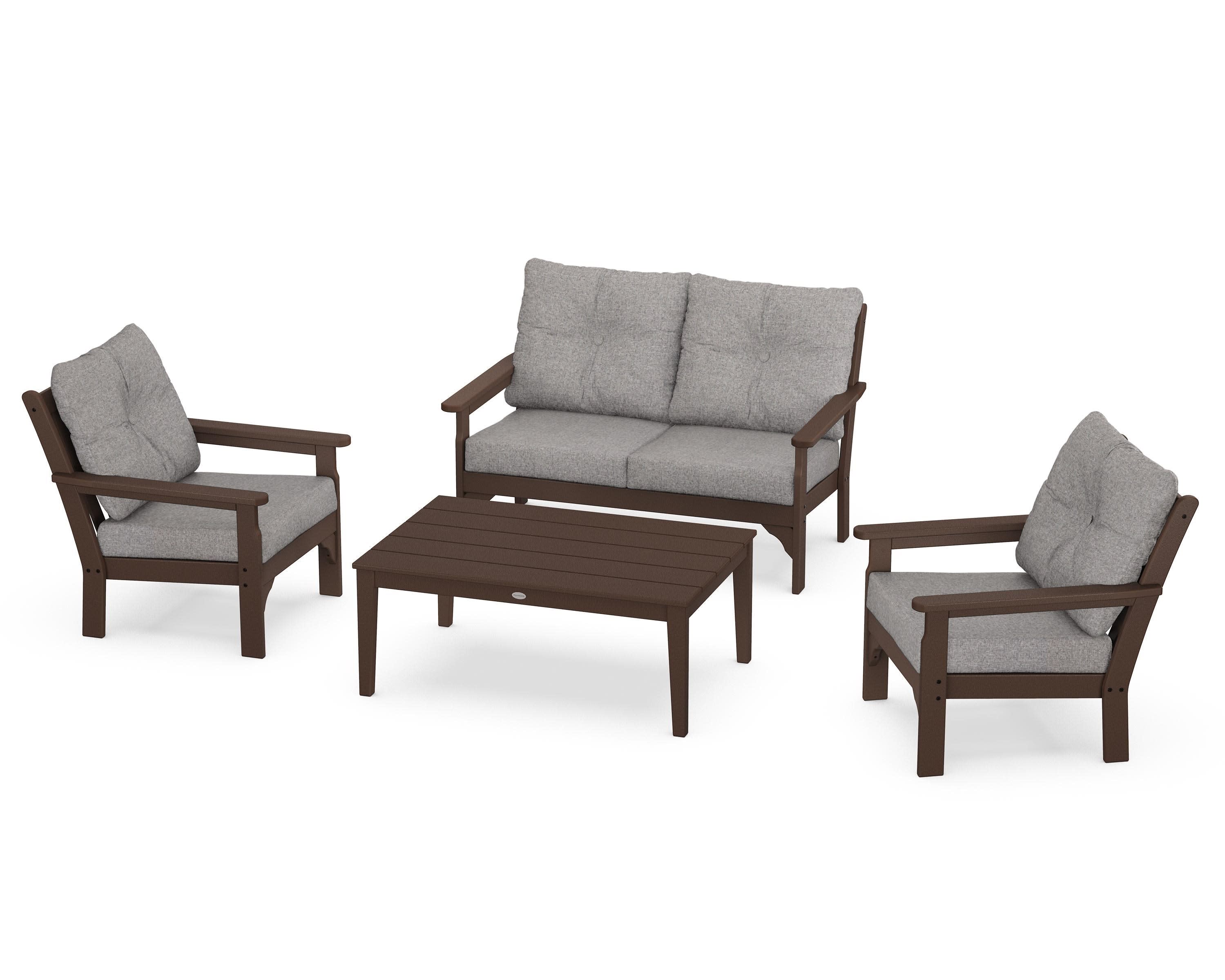 Vineyard 4-Piece Deep Seating Set in Mahogany / Grey Mist