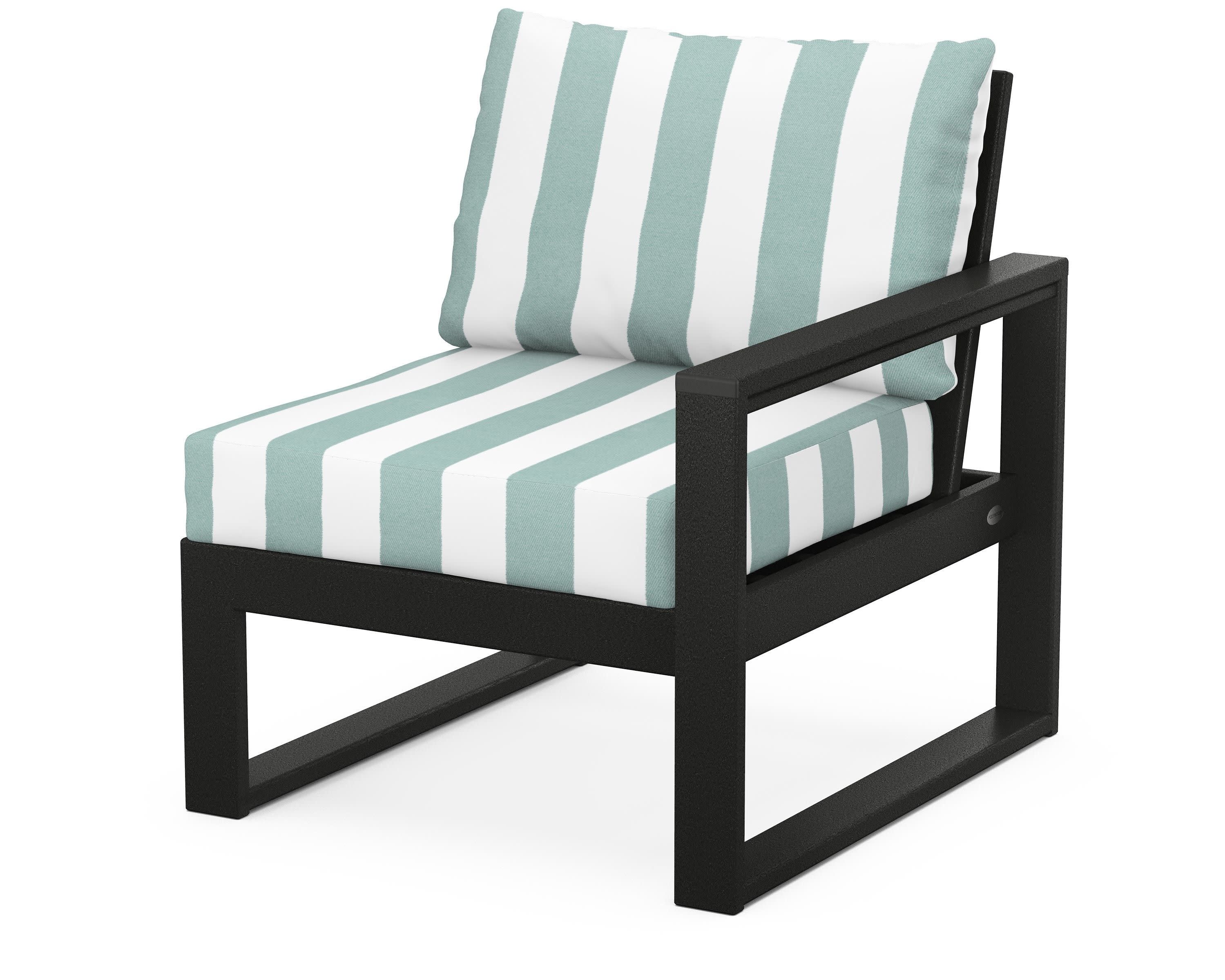 EDGE Modular Right Arm Chair in Black / Cabana Stripe Glacier Spa