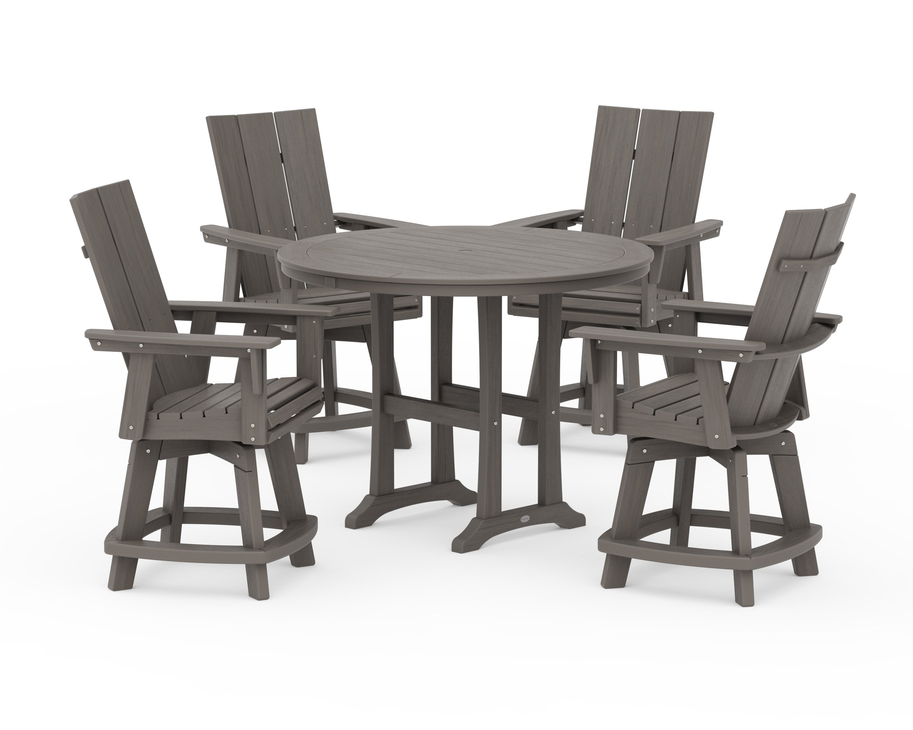 5-Piece Modern Swivel Counter Set in Driftwood