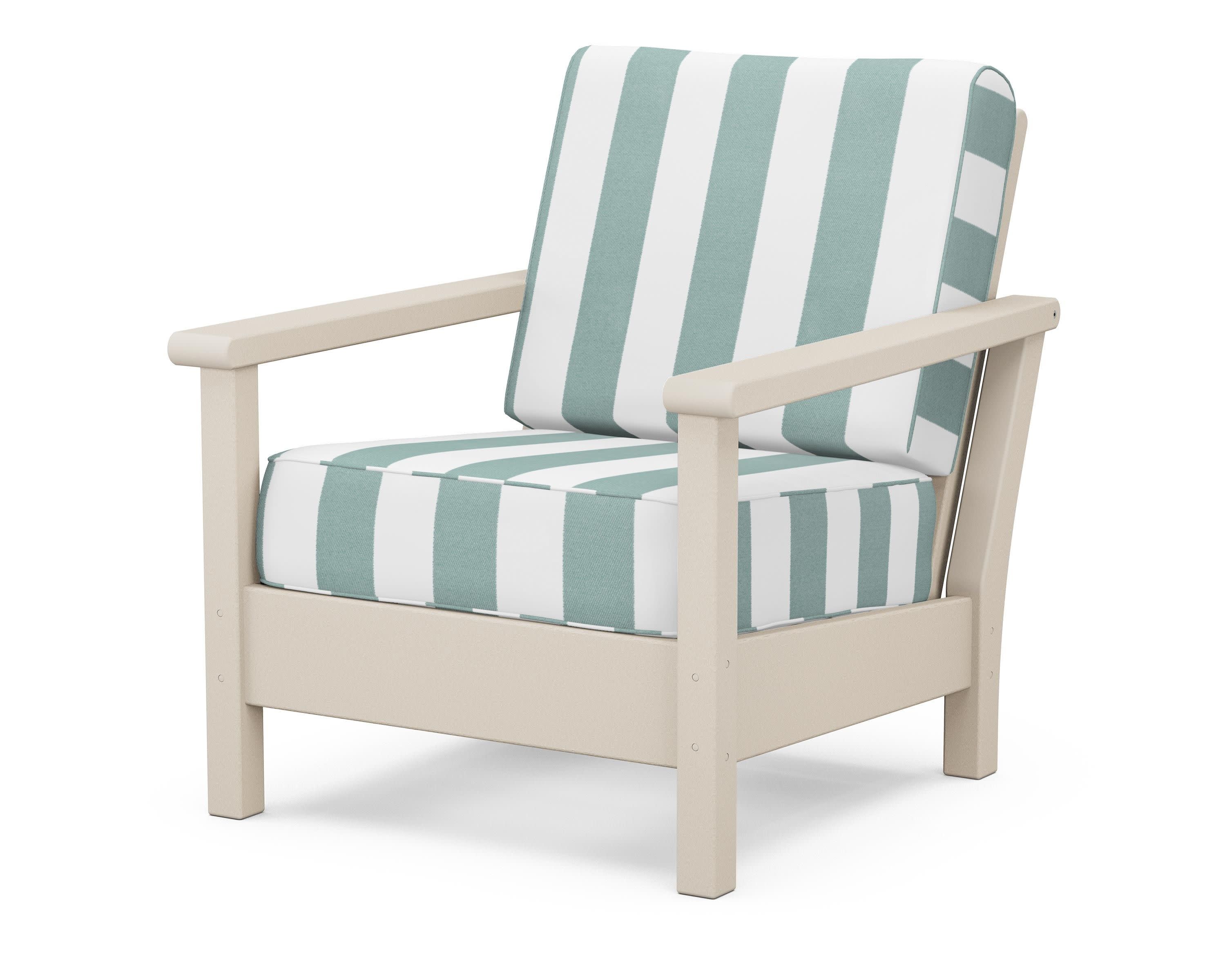 Harbour Deep Seating Chair in Sand / Cabana Stripe Glacier Spa