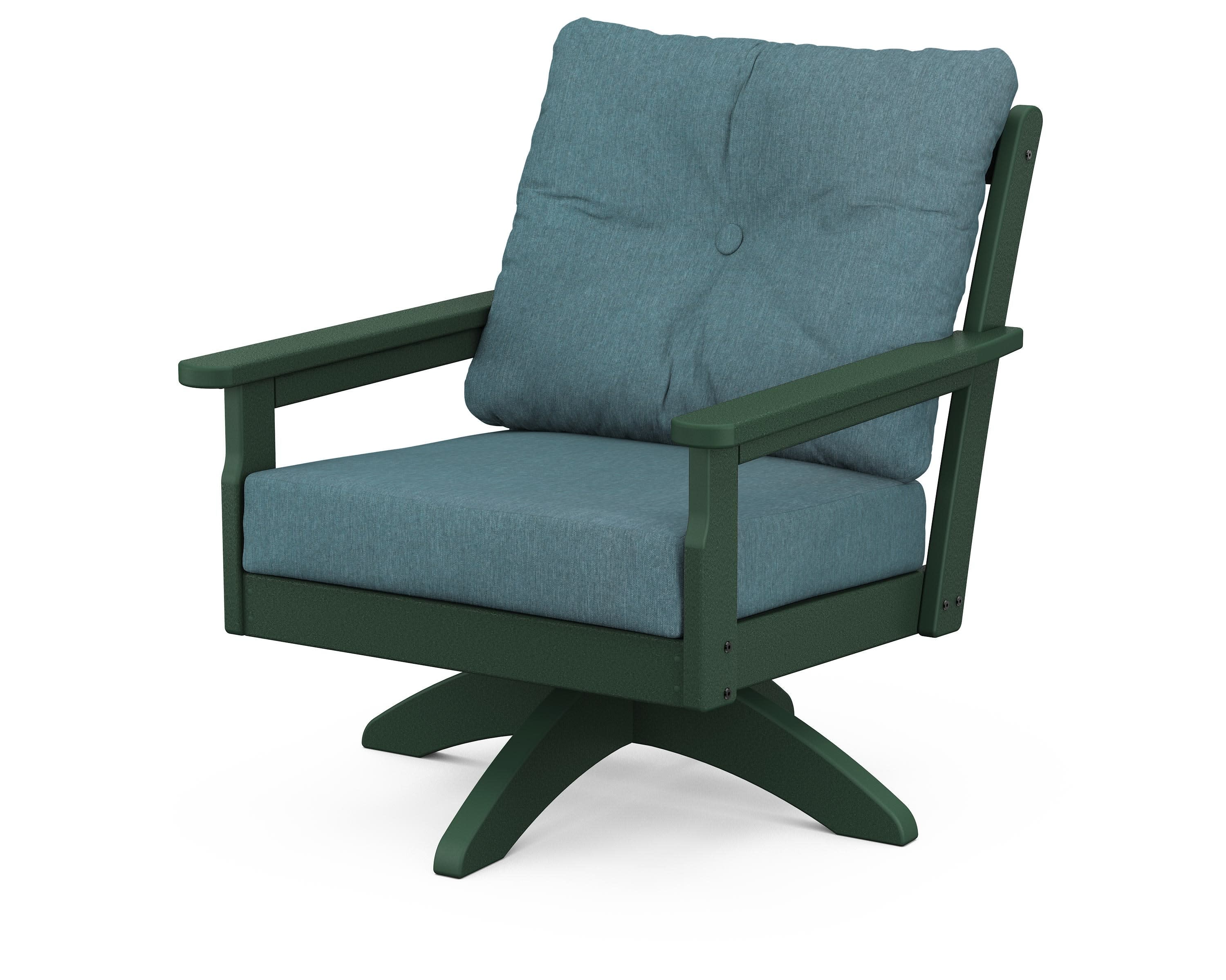 Vineyard Deep Seating Swivel Chair in Green / Ocean Teal