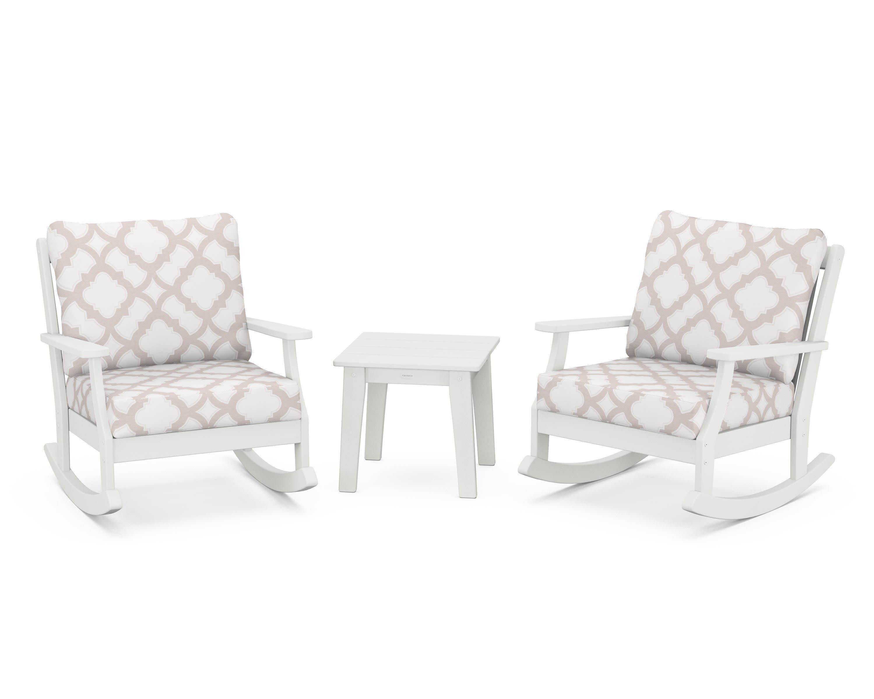 Braxton 3-Piece Deep Seating Rocker Set in Vintage White / Trellis Dune Burlap