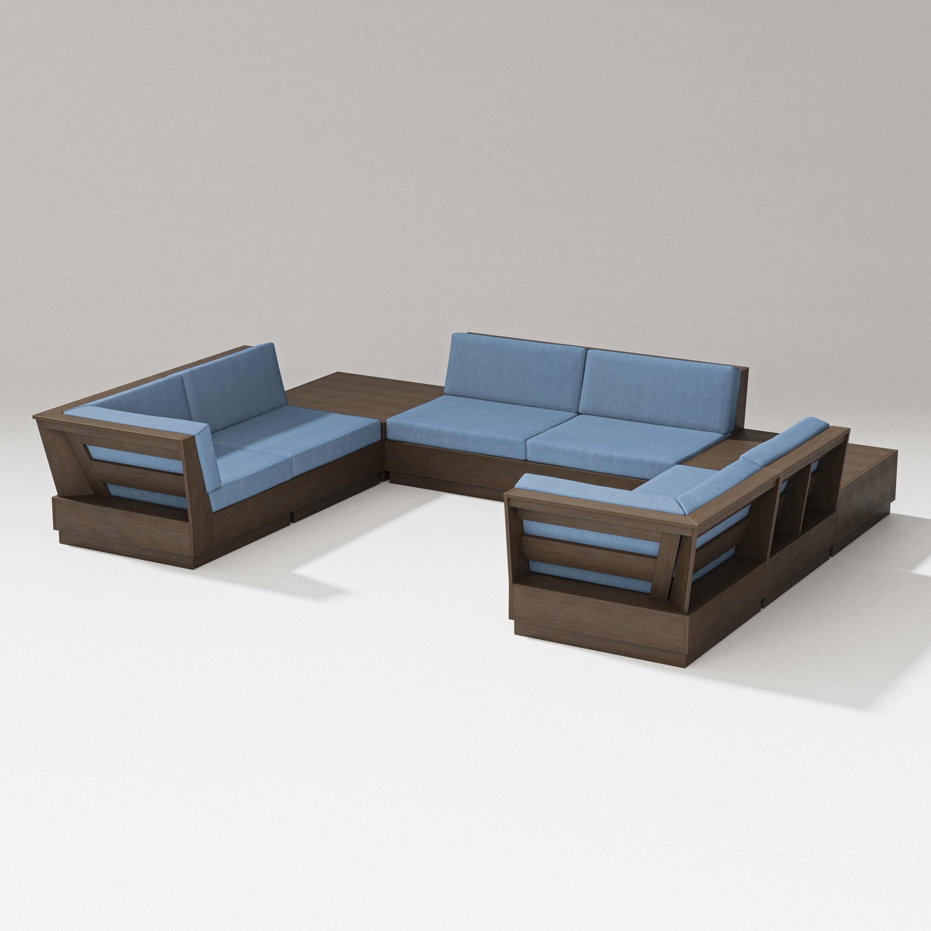 Elevate 8-Piece U-Shaped Sectional in Kona / Sky Blue