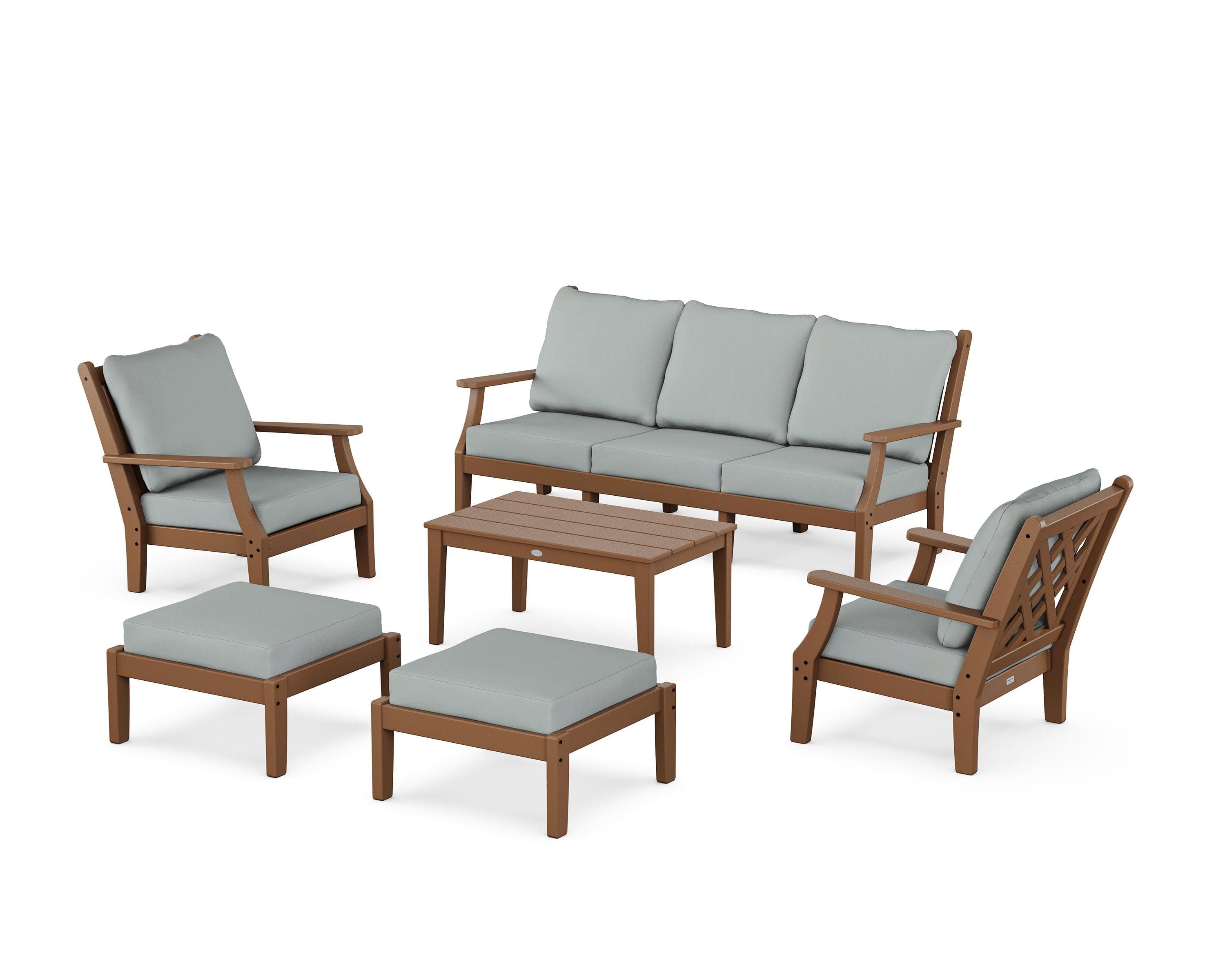 Wovendale 6-Piece Lounge Sofa Set in Teak / Spa