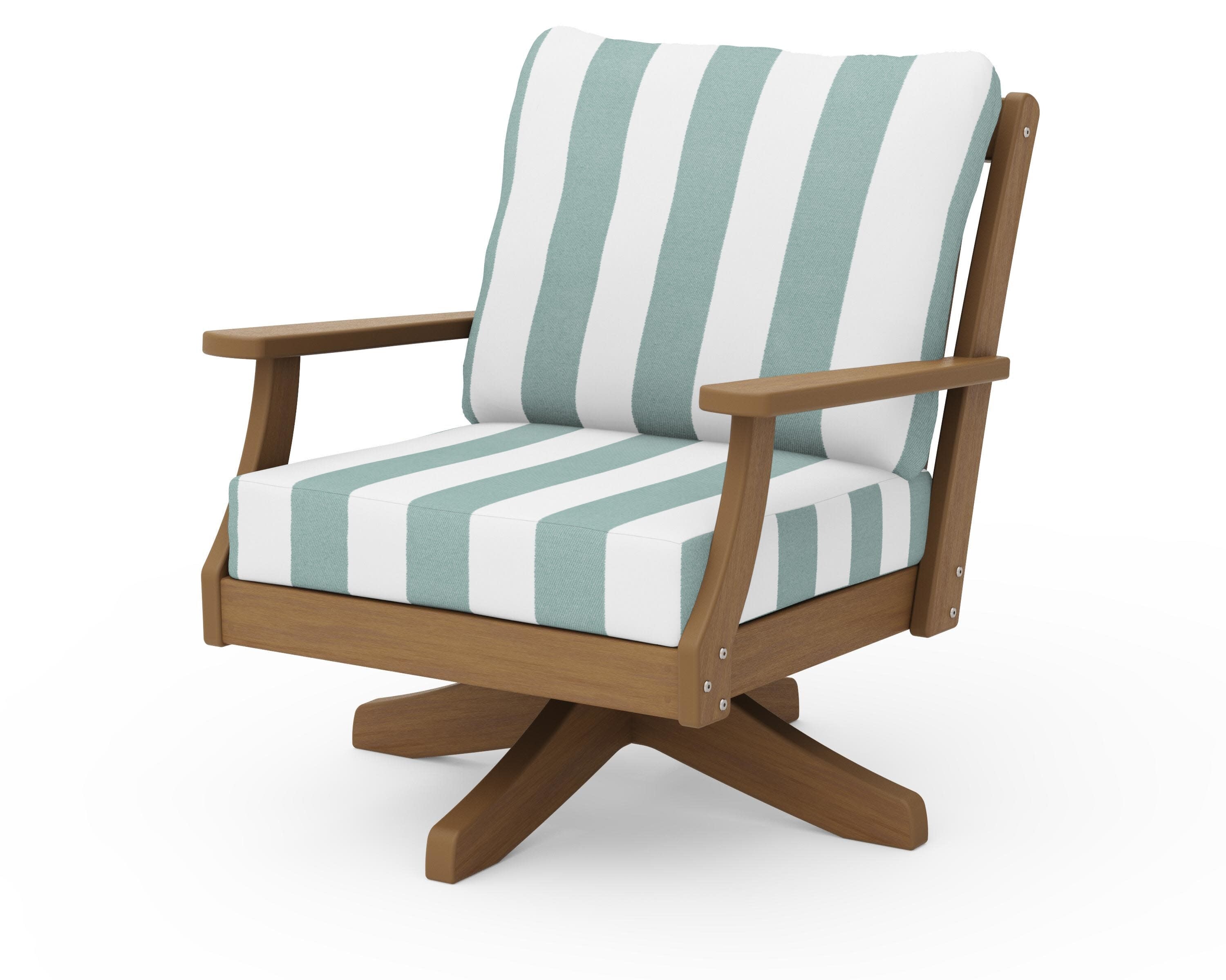 Braxton Deep Seating Swivel Chair in Natural / Cabana Stripe Glacier Spa