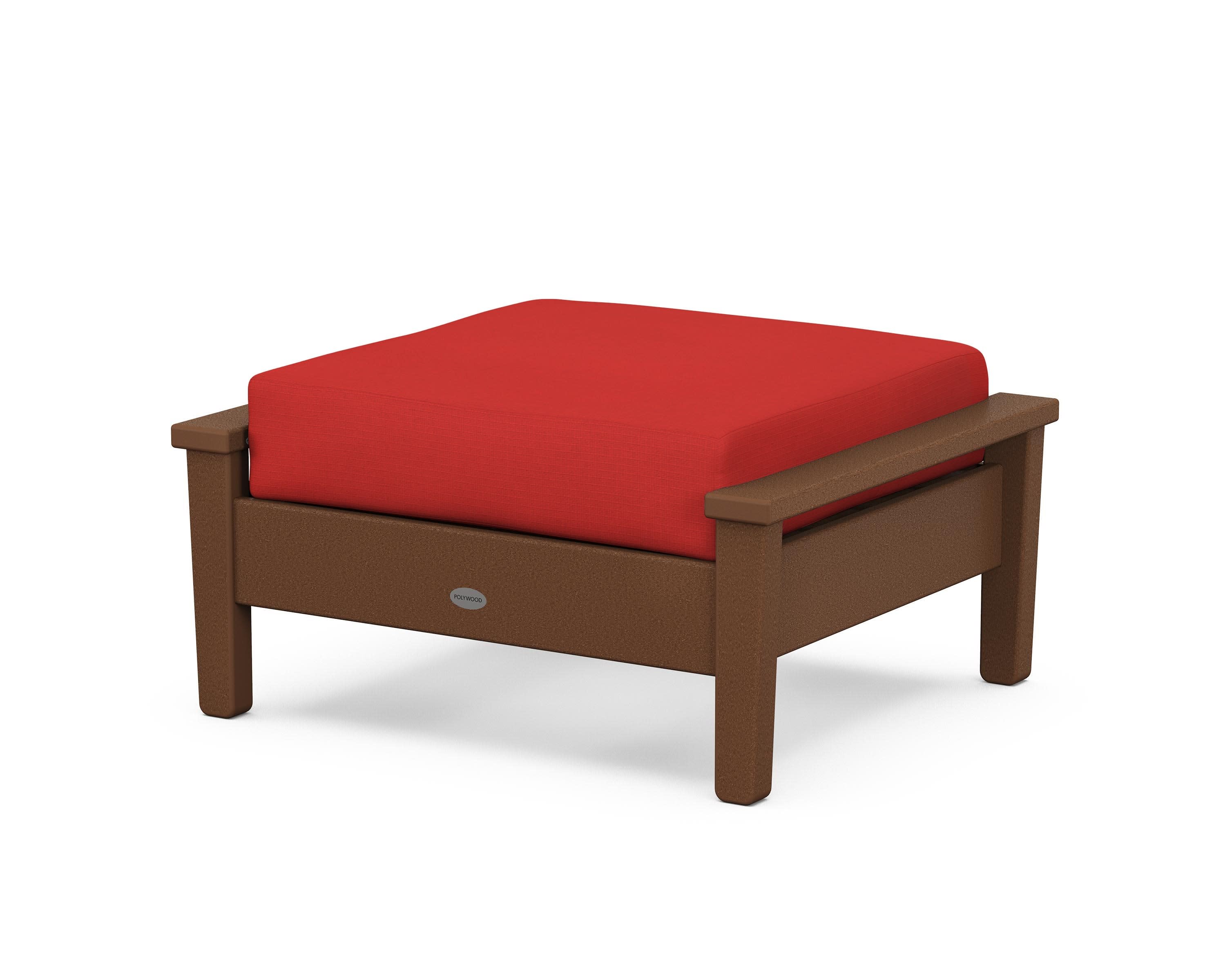 Prescott Deep Seating Ottoman in Teak / Crimson Linen