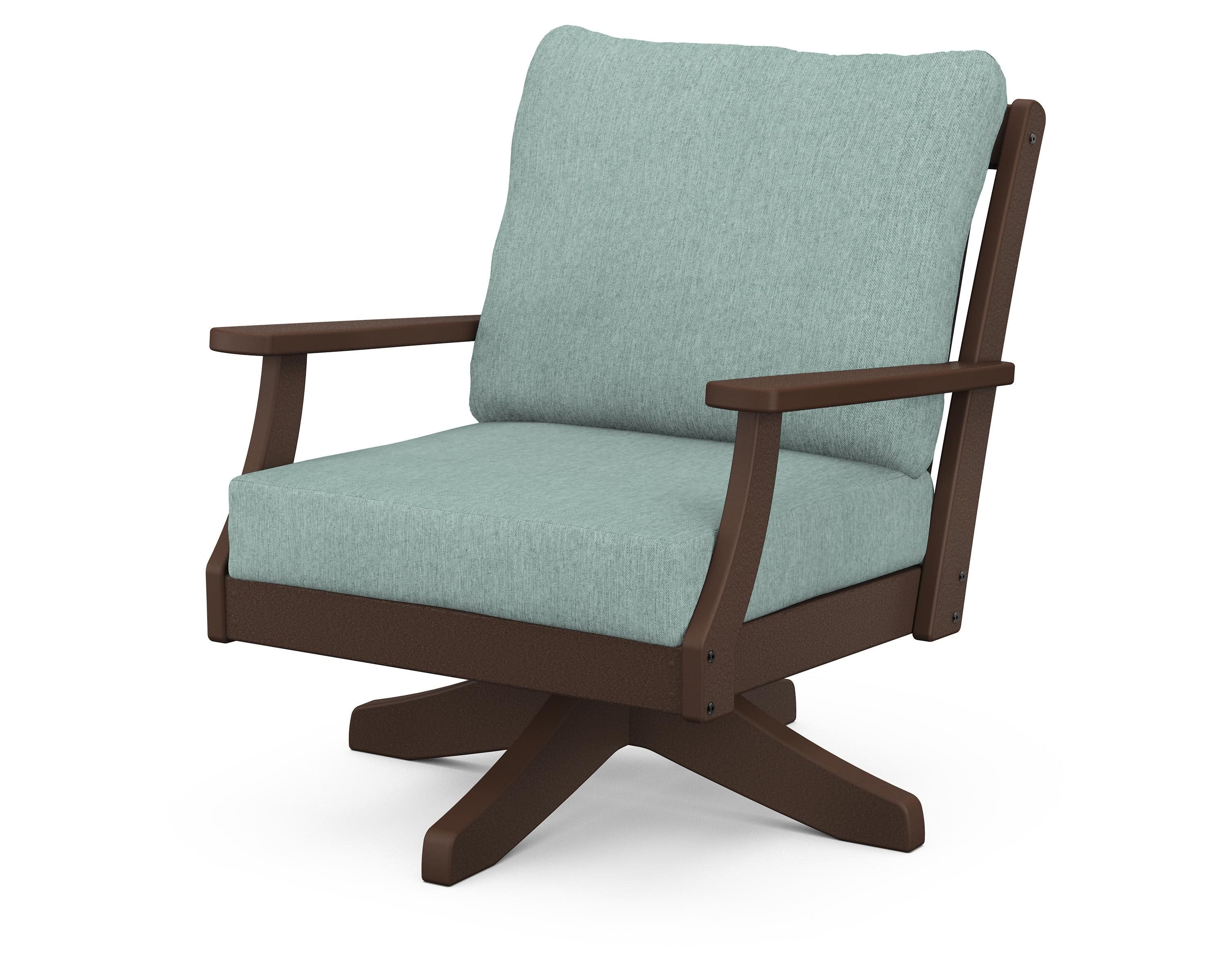Braxton Deep Seating Swivel Chair in Mahogany / Glacier Spa