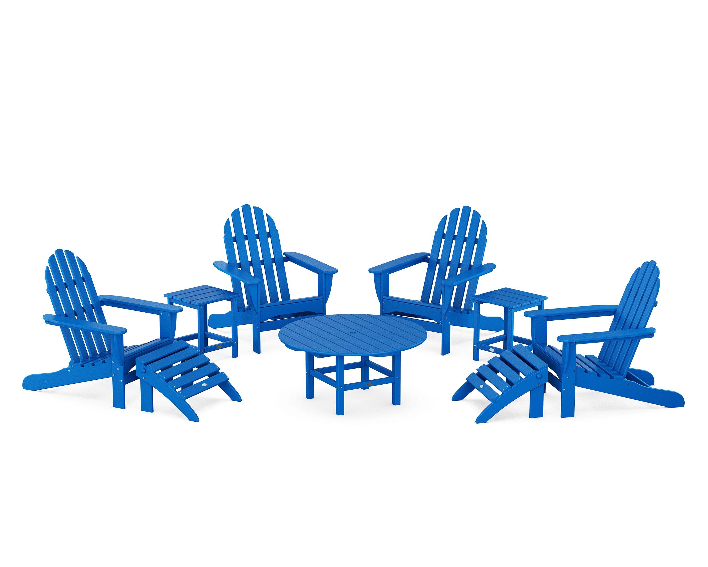 Classic Adirondack Chair 9-Piece Conversation Set in Pacific Blue