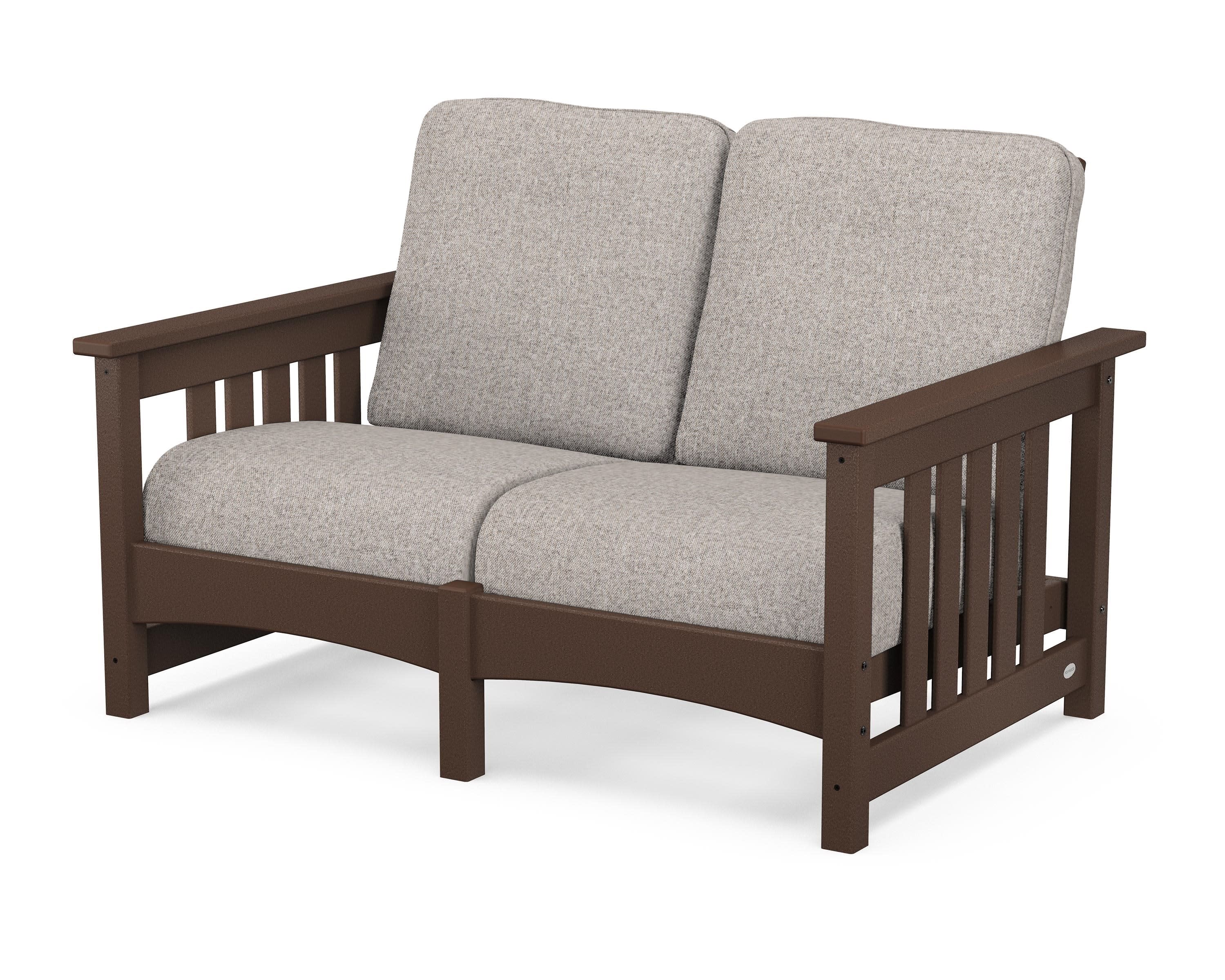 Club Mission Loveseat in Mahogany / Weathered Tweed