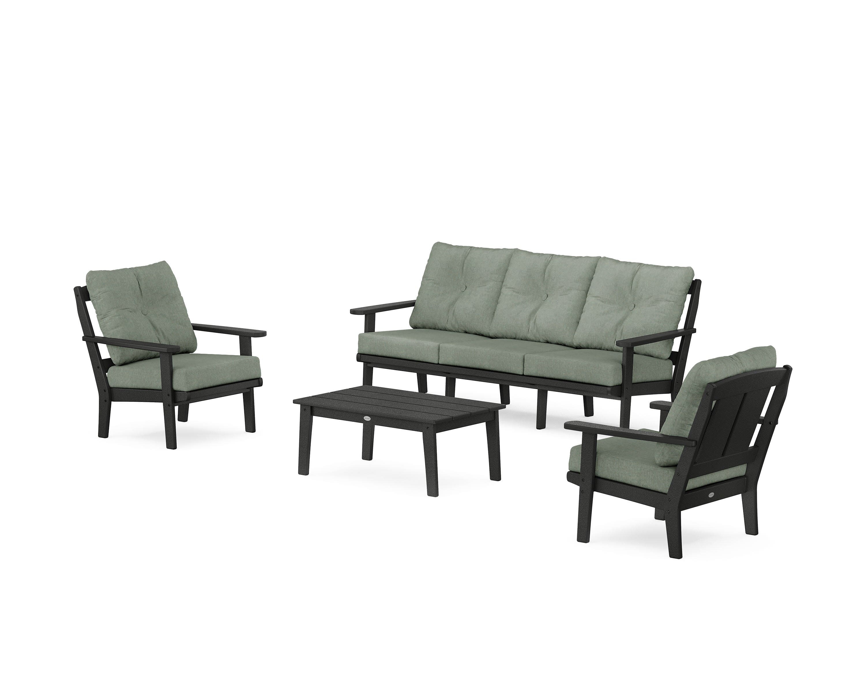 Mission 4-Piece Deep Seating Set with Sofa in Black / Cast Sage