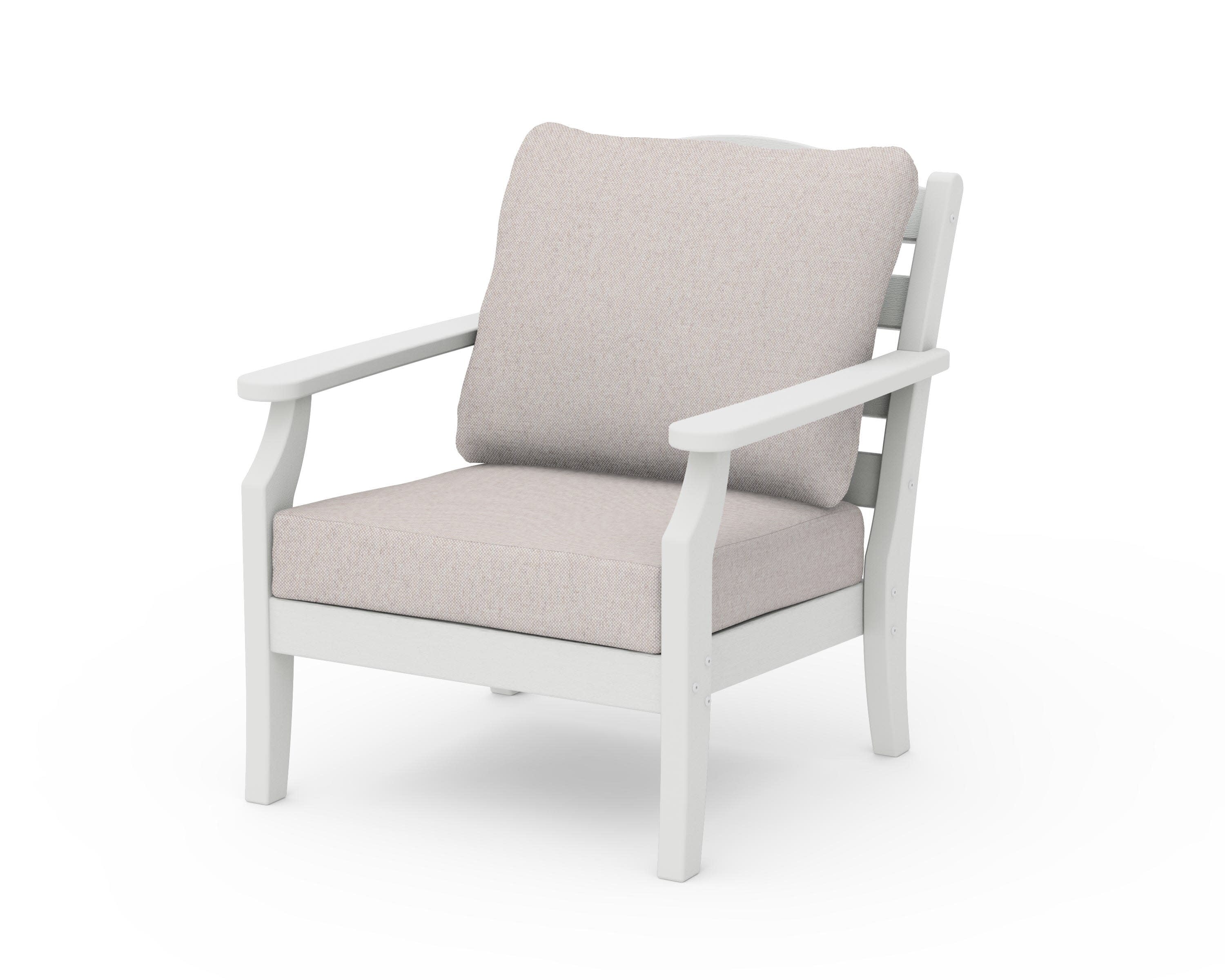 Savannah Deep Seating Chair in Vintage White / Dune Burlap