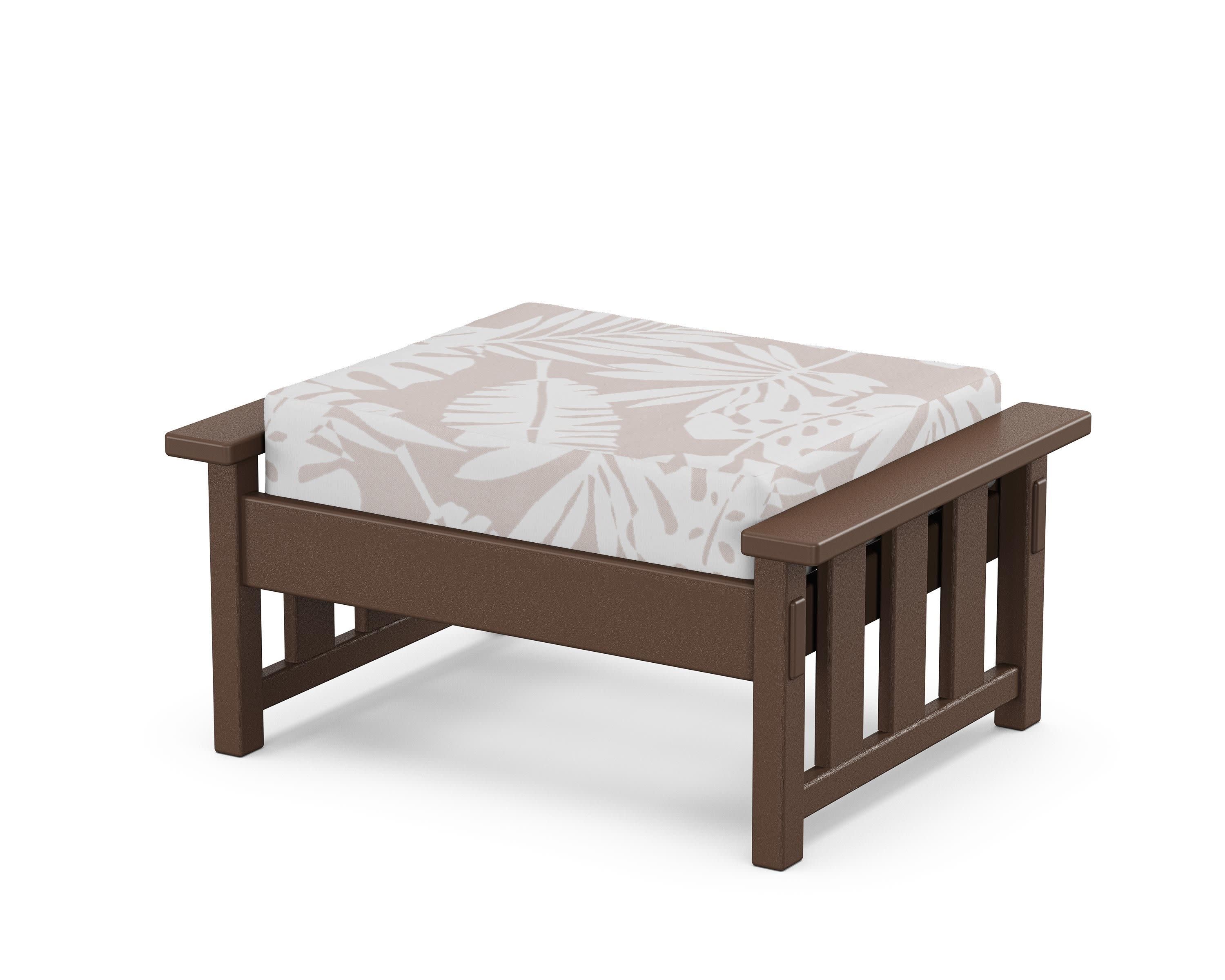 Acadia Deep Seating Ottoman in Mahogany / Leaf Dune Burlap