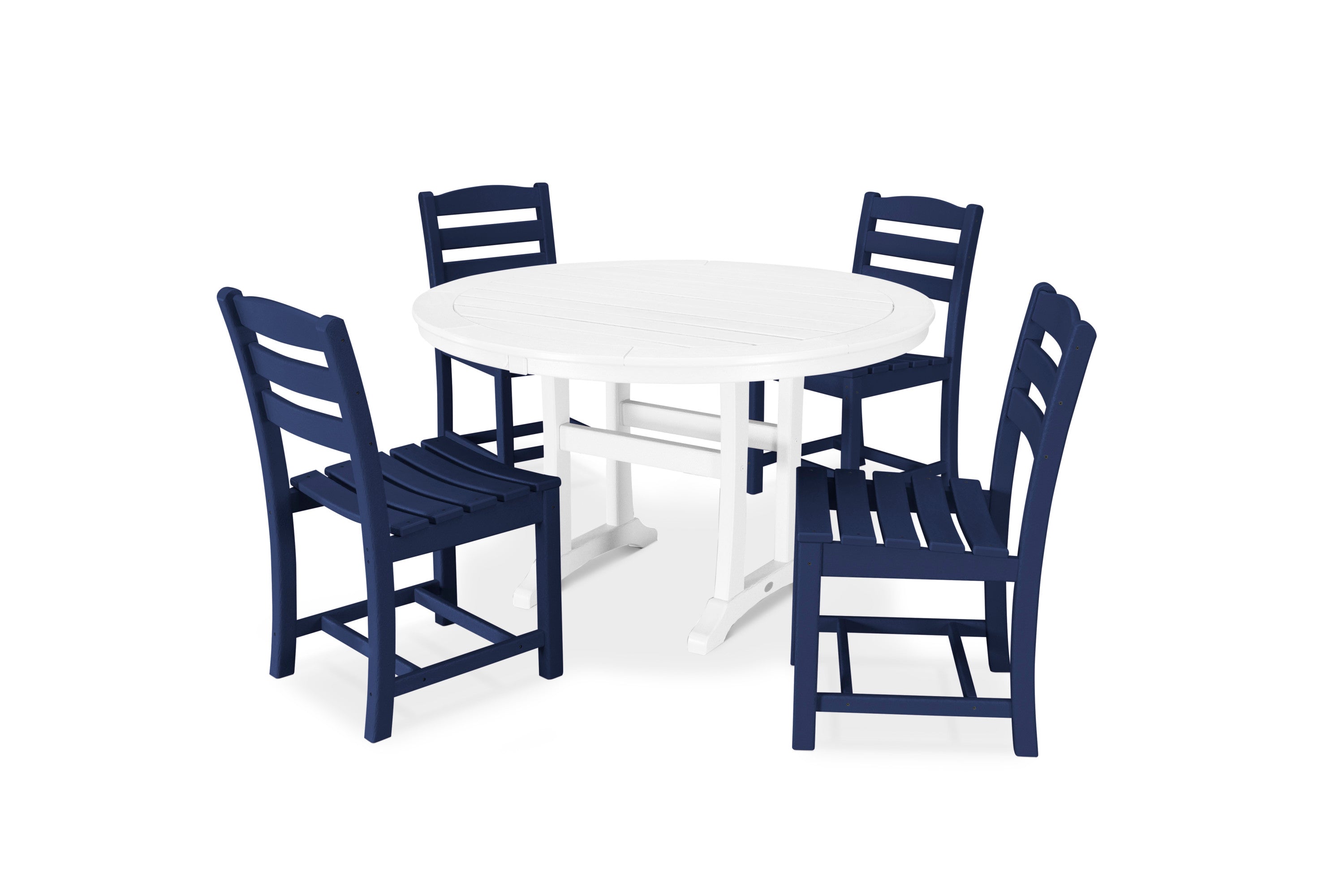 La Casa Caf 5-Piece Side Chair Dining Set in Navy / White