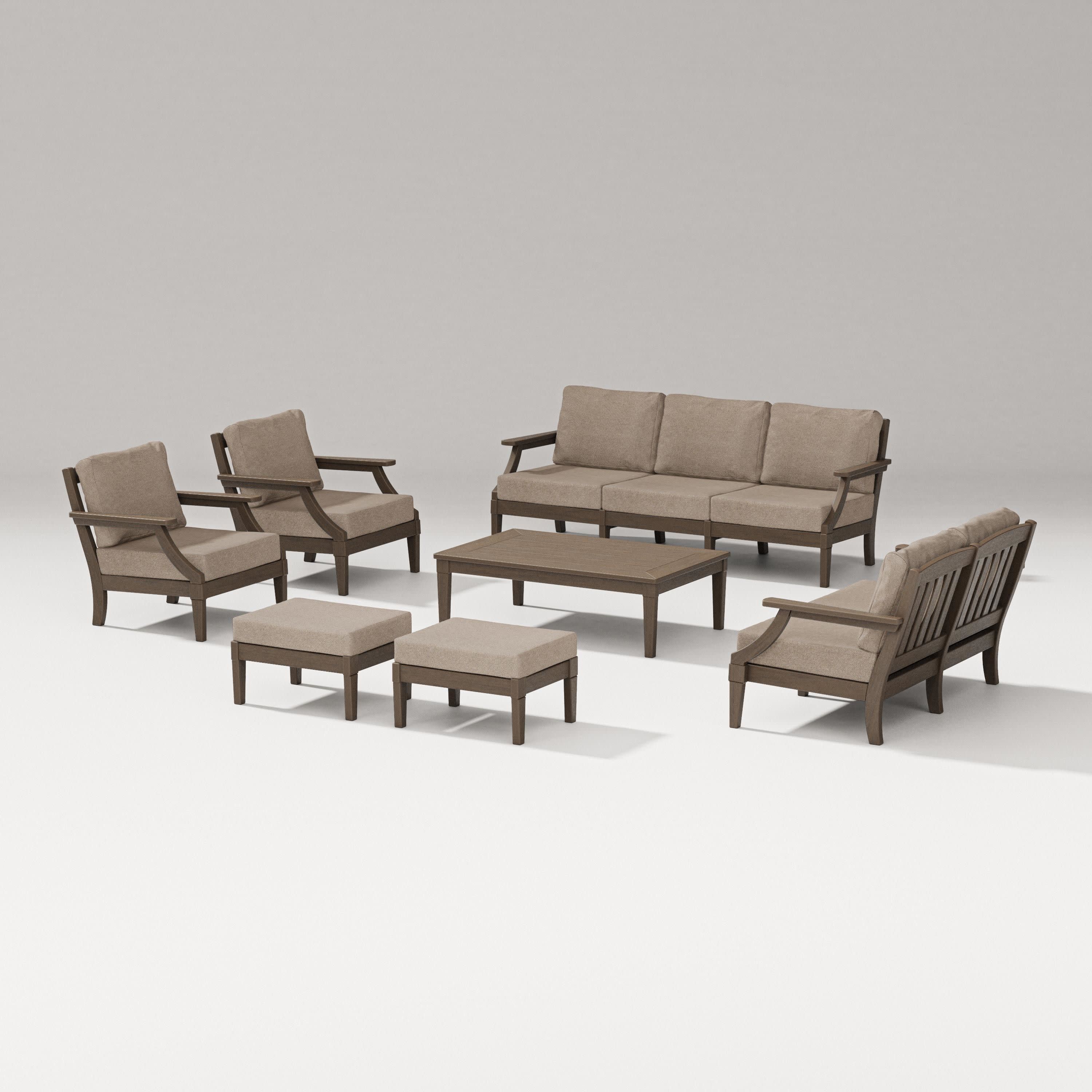 Estate 7-Piece Lounge Sofa Set in Kona / Spiced Burlap