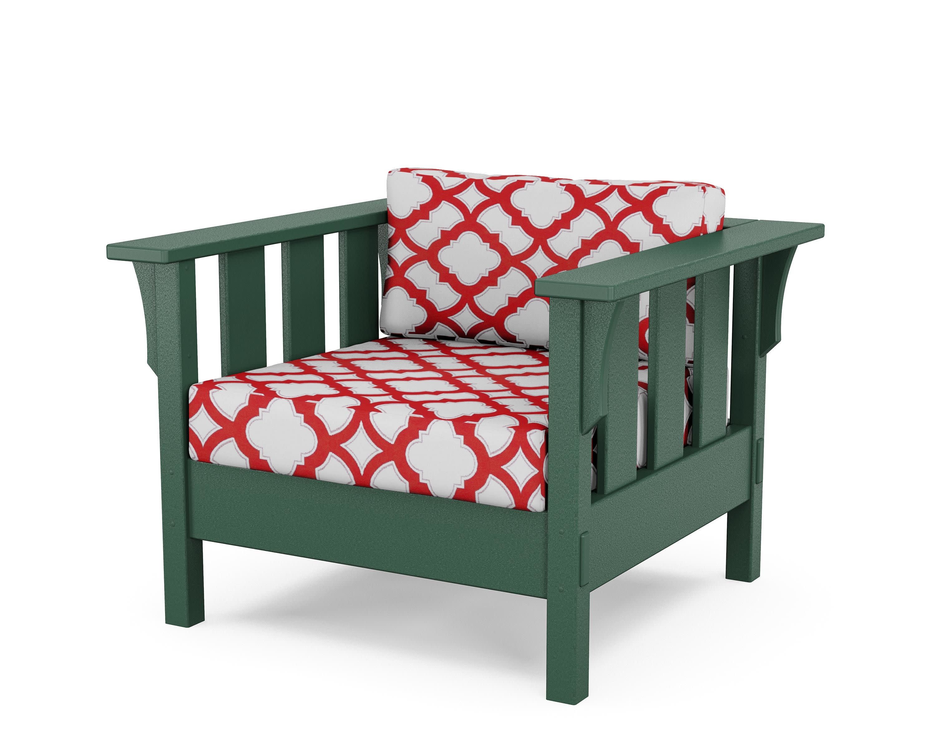 Acadia Deep Seating Chair in Green / Trellis Crimson