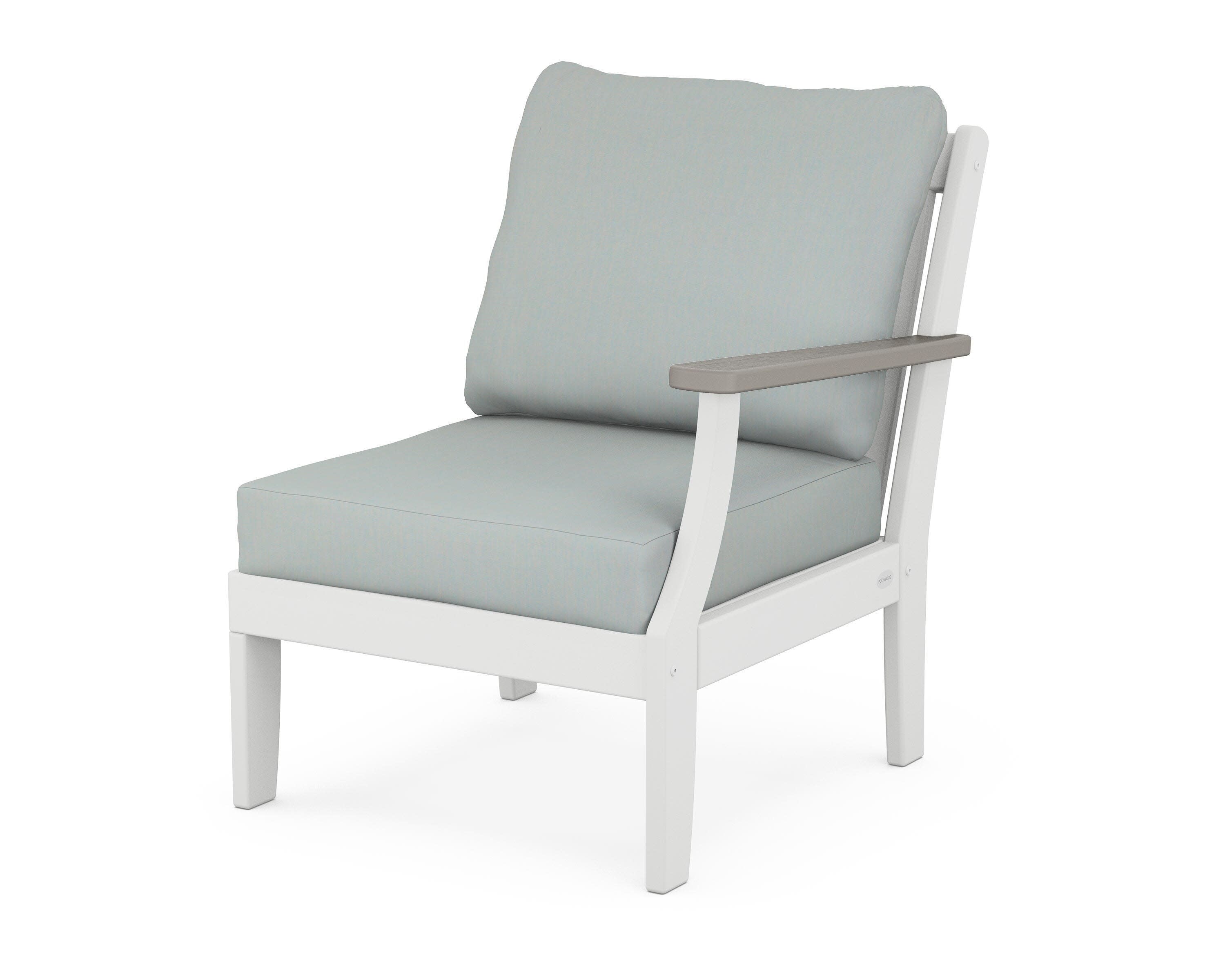 Braxton Modular Right Arm Chair in White / Driftwood / Spa