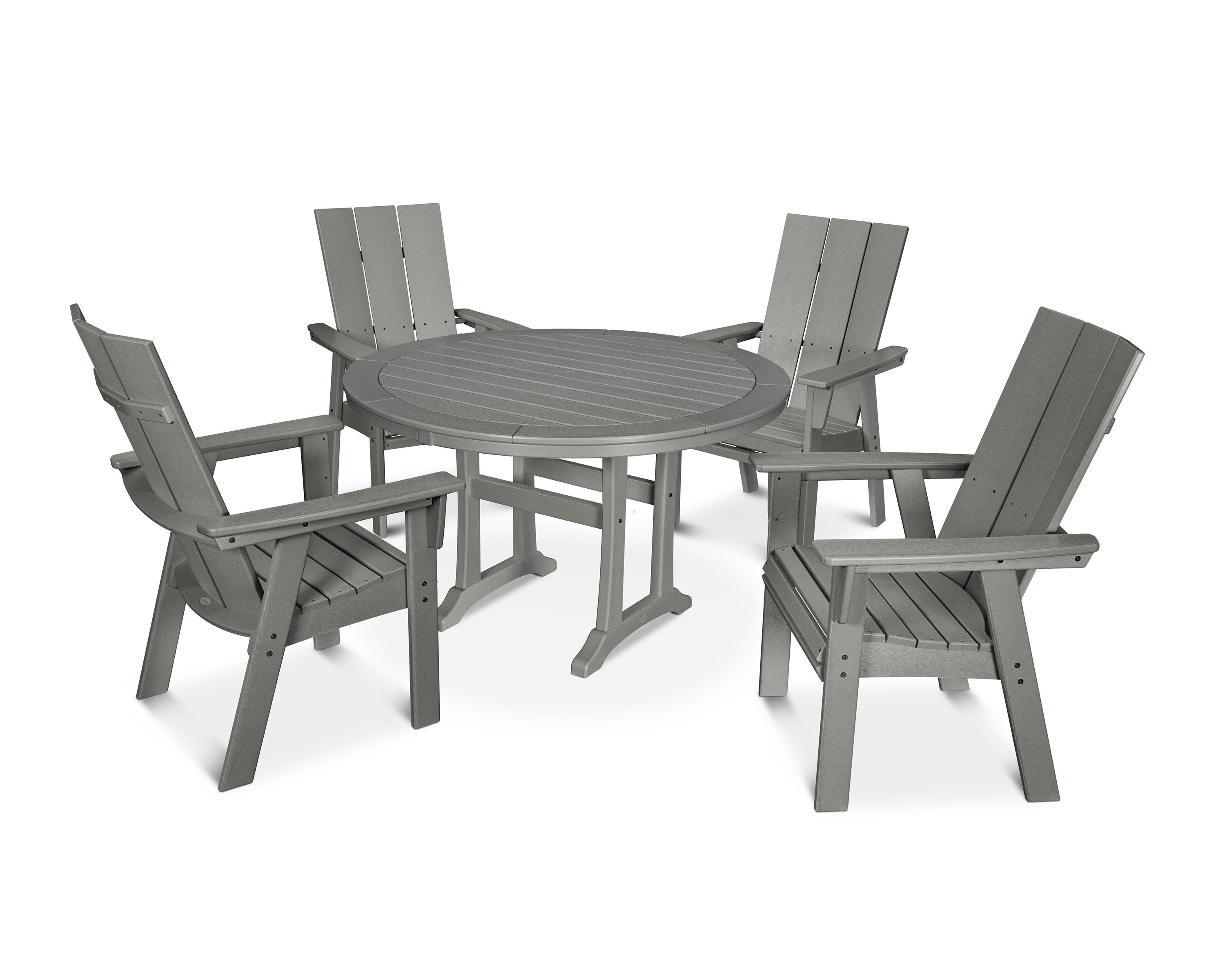 Modern Curveback Adirondack 5-Piece Nautical Trestle Dining Set in Slate Grey