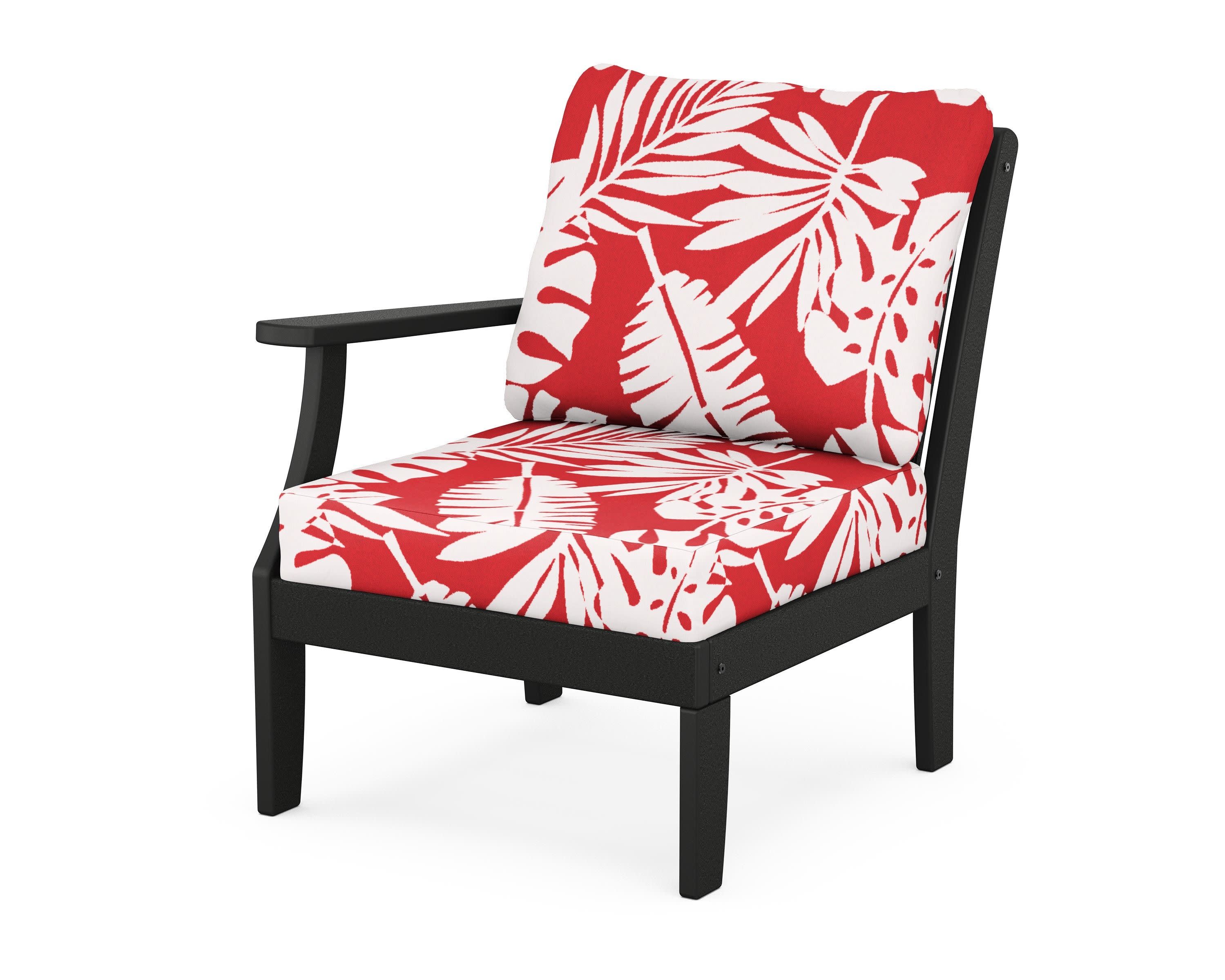 Braxton Modular Left Arm Chair in Black / Leaf Crimson
