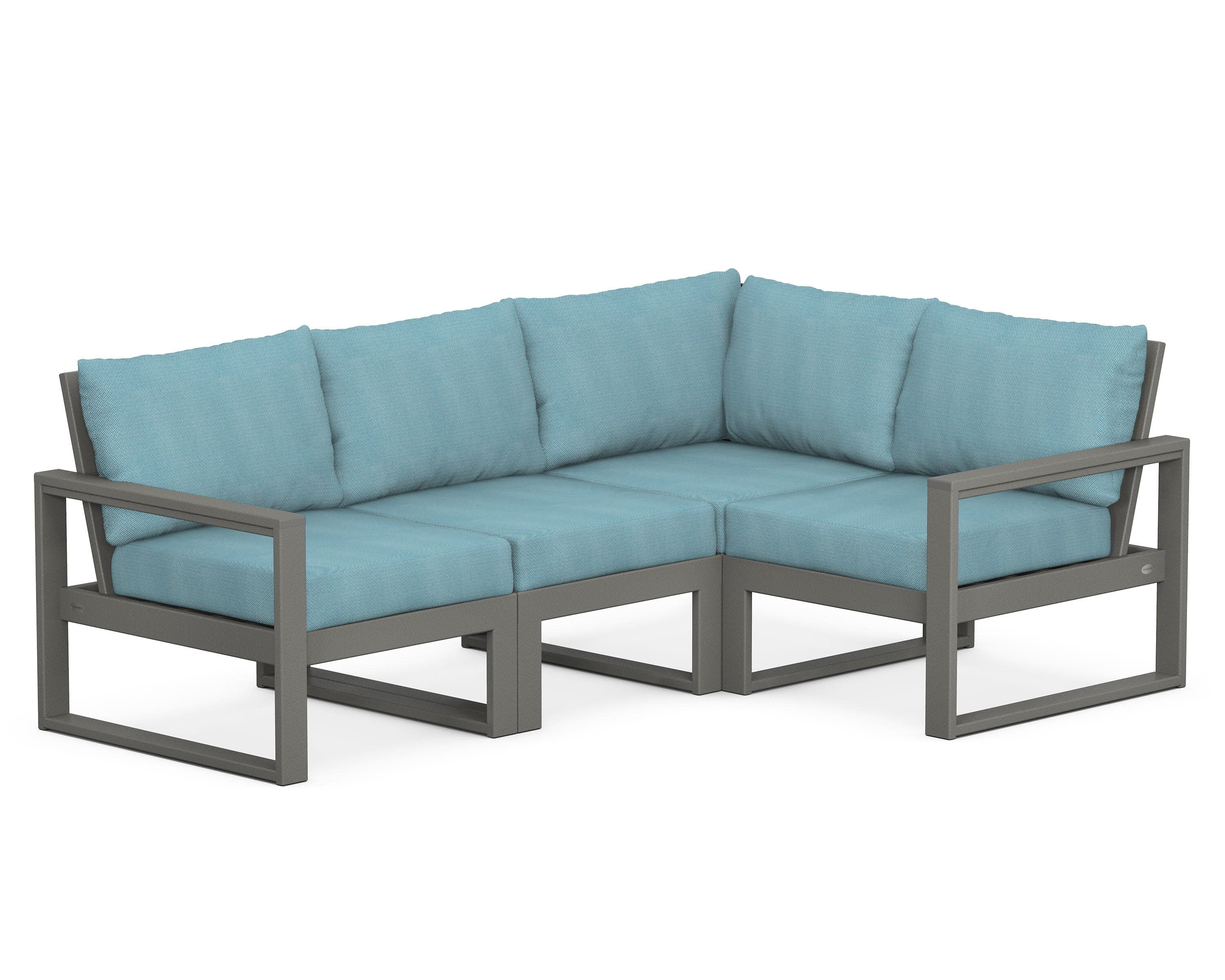 EDGE 4-Piece Modular Deep Seating Set in Slate Grey / Lattice Sky Blue
