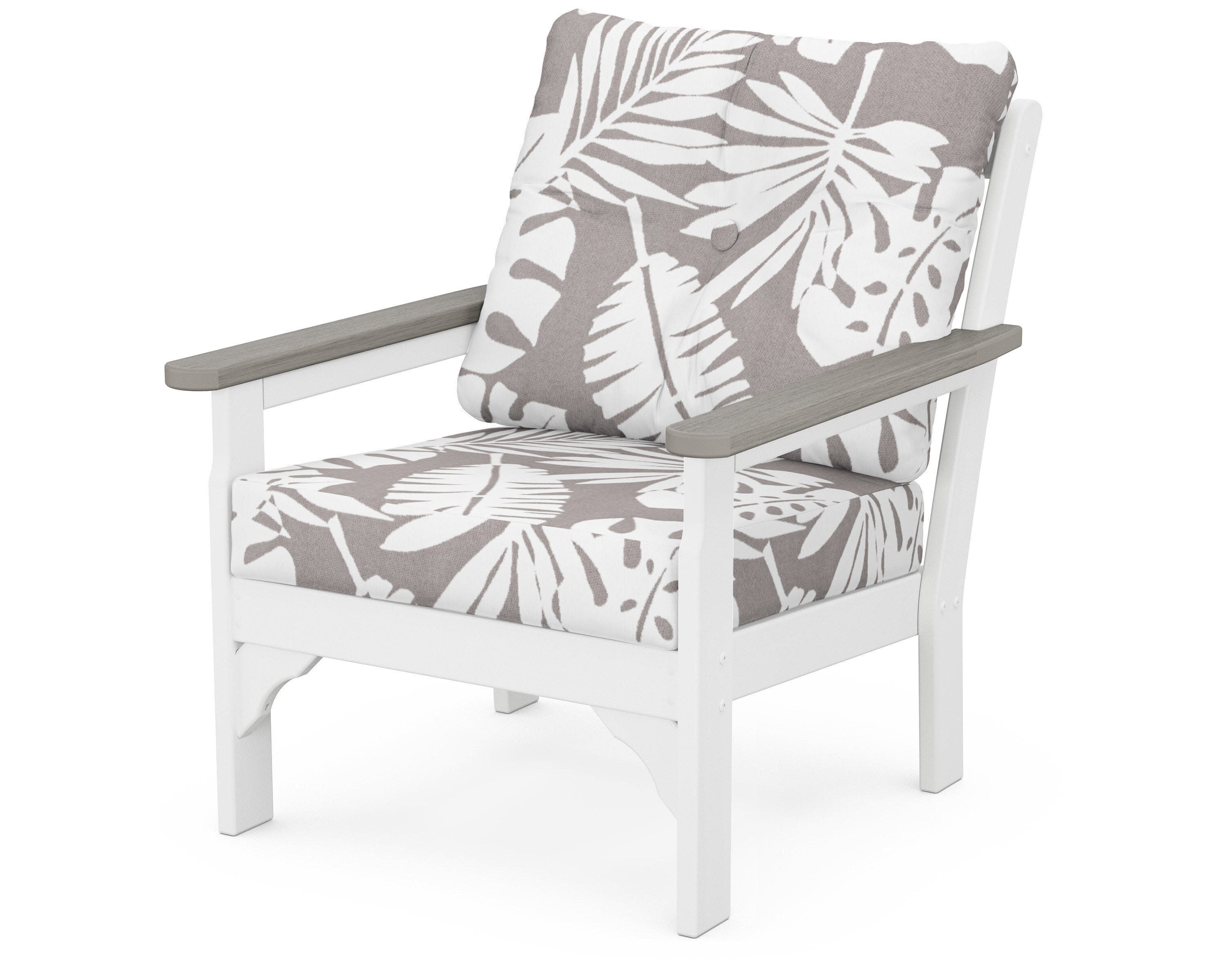 Vineyard Deep Seating Chair in White / Driftwood / Leaf Grey Mist
