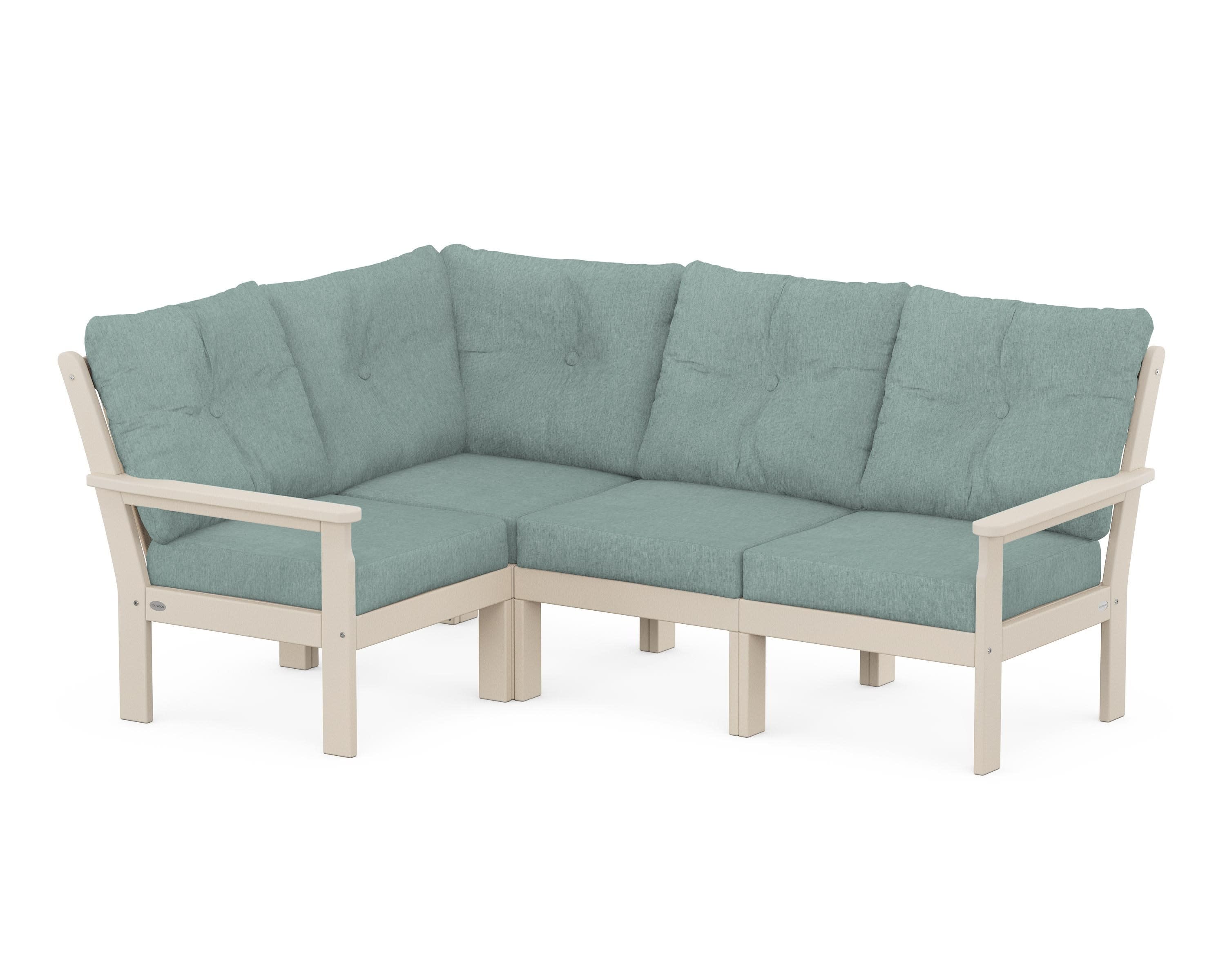 Vineyard 4-Piece Sectional in Sand / Glacier Spa